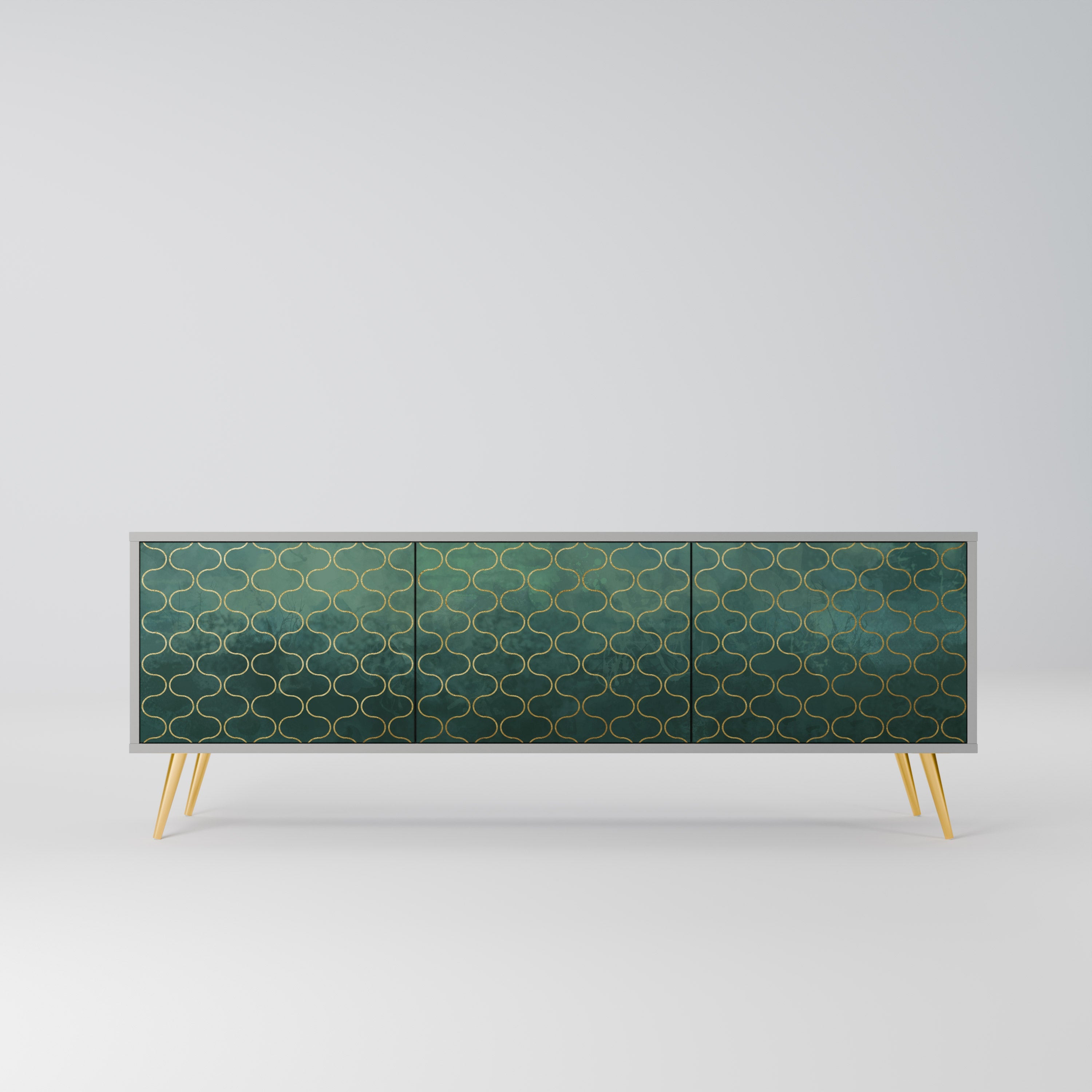 TESSELATED GREENERY TV-Lowboard mit 3 Türen in Grau