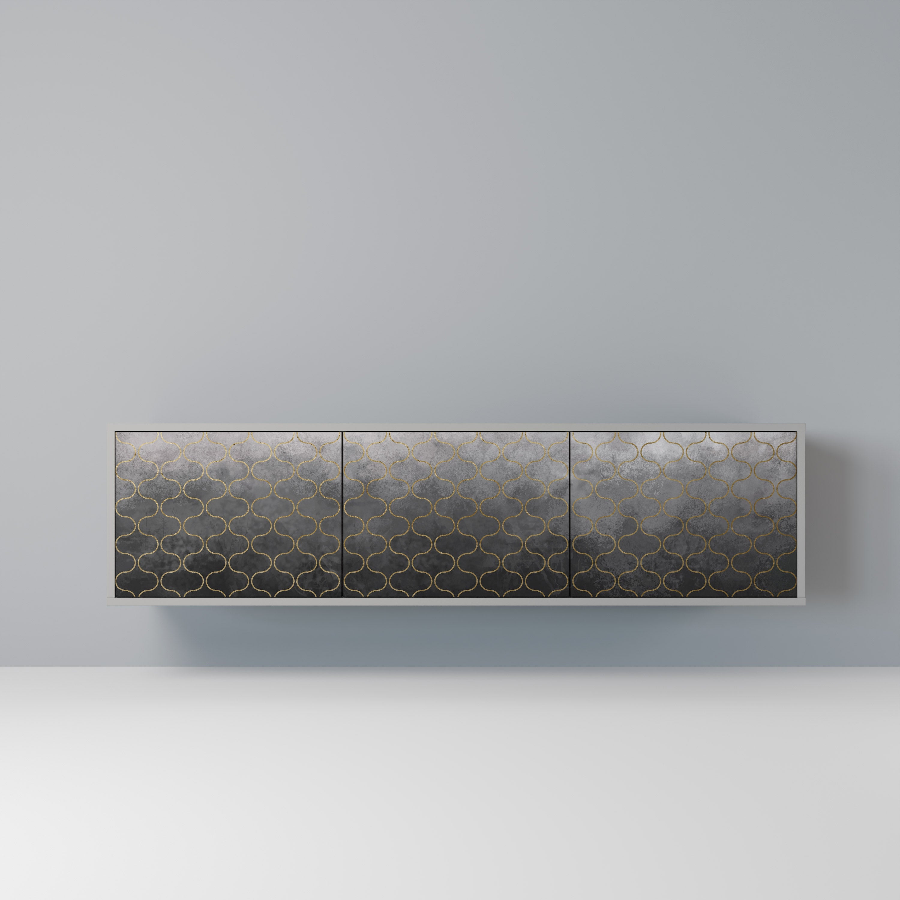 TESSELATED GRAYISH TV-Lowboard mit 3 Türen in Grau