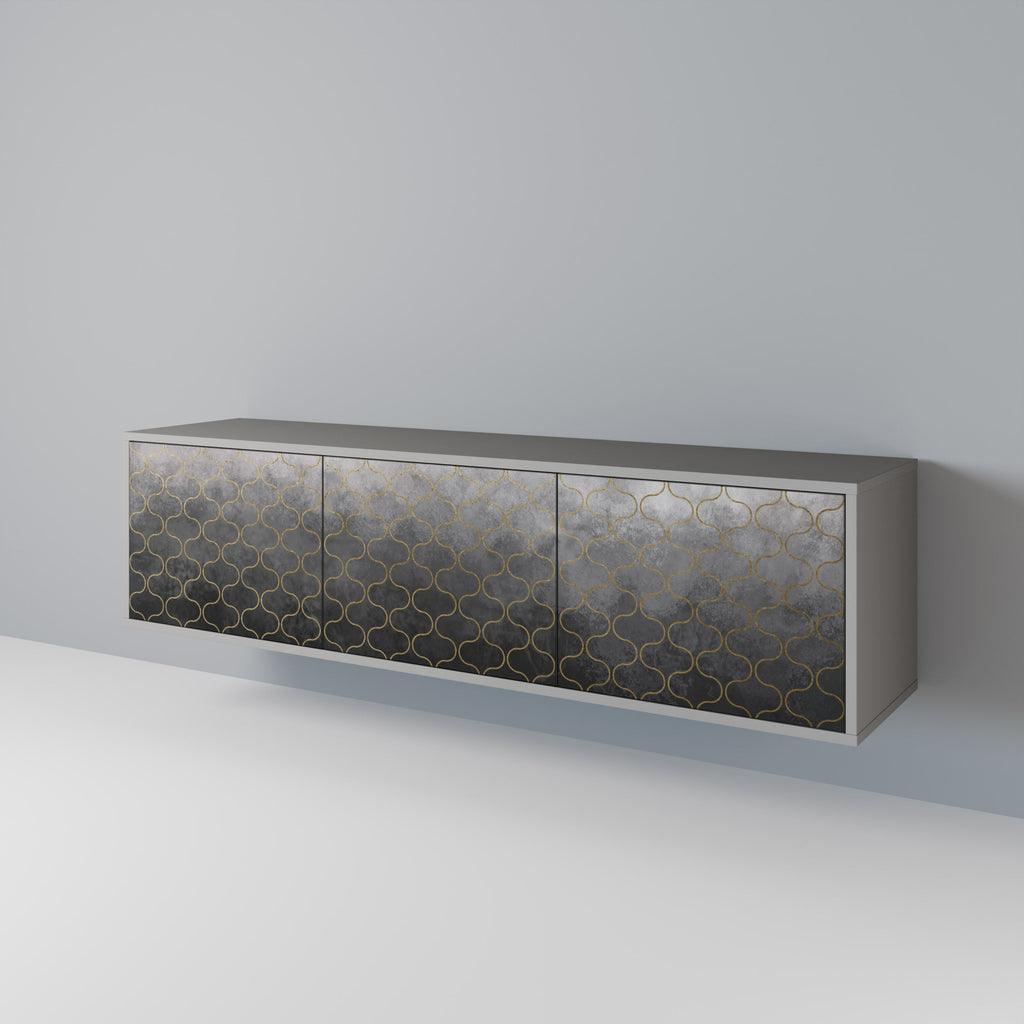 TESSELATED GRAYISH TV-Lowboard mit 3 Türen in Grau