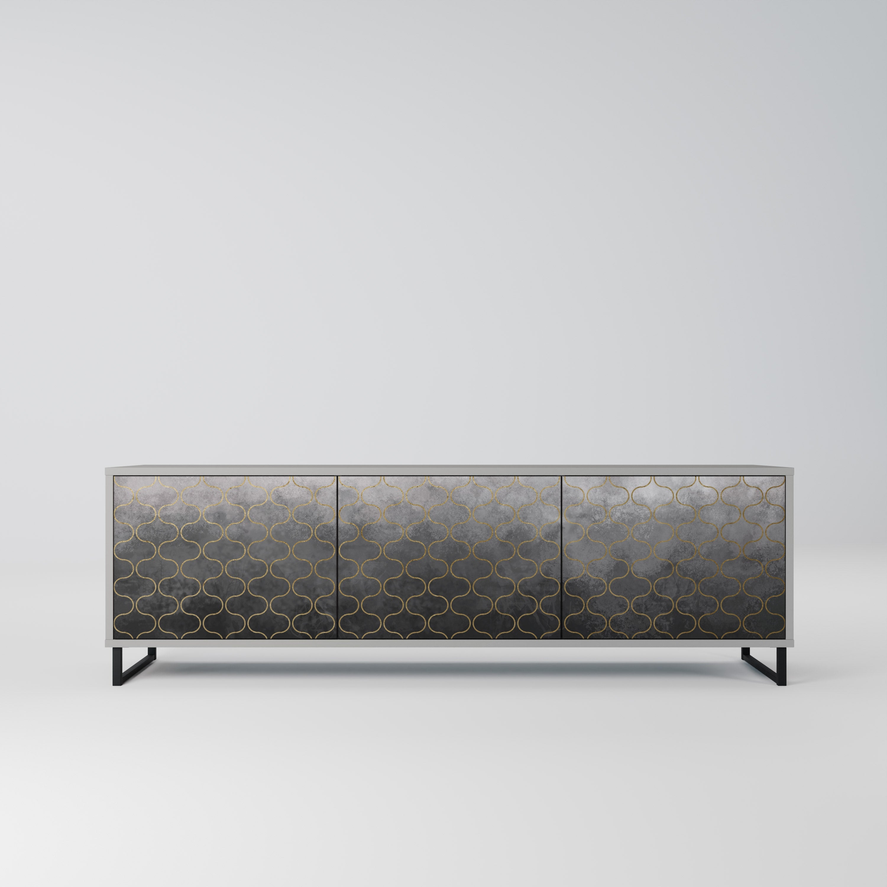 TESSELATED GRAYISH TV-Lowboard mit 3 Türen in Grau