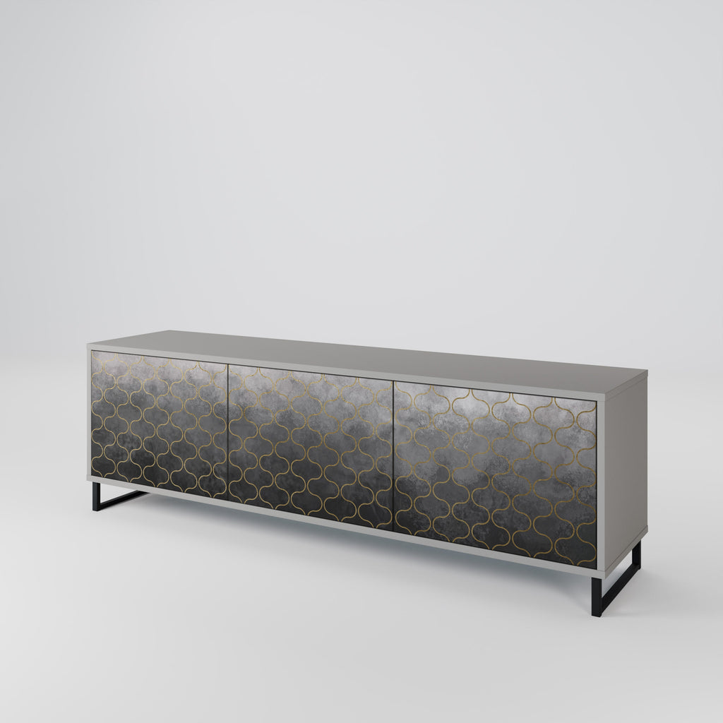 TESSELATED GRAYISH TV-Lowboard mit 3 Türen in Grau