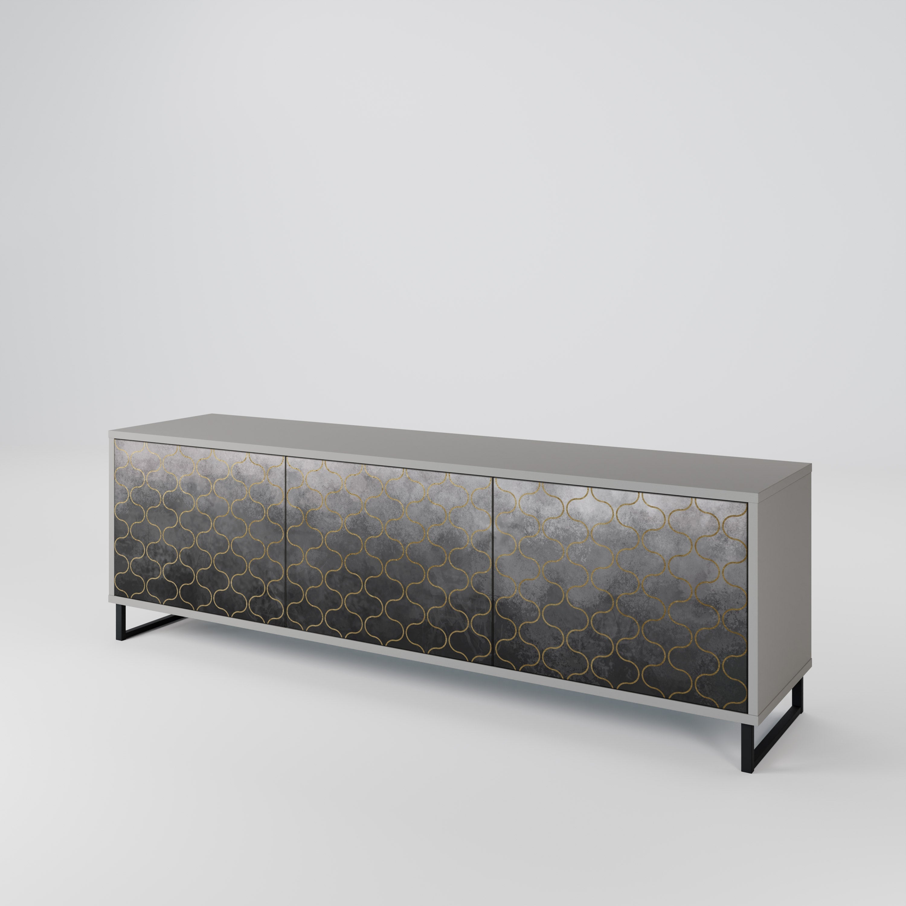 TESSELATED GRAYISH TV-Lowboard mit 3 Türen in Grau