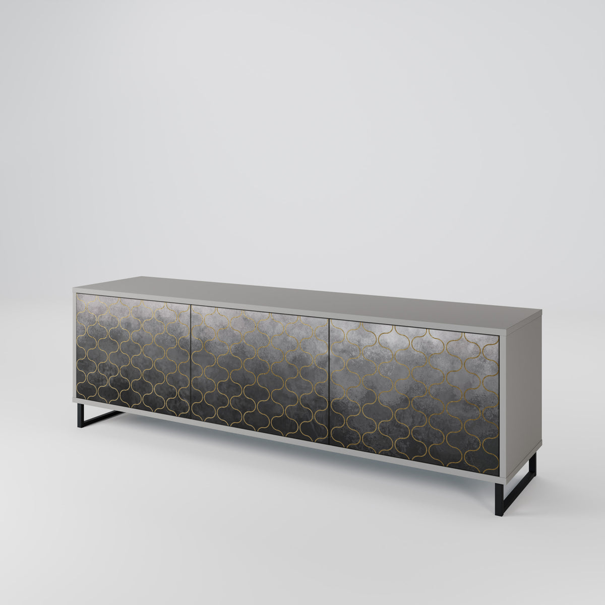 TESSELATED GRAYISH 3-türiges TV-Lowboard
