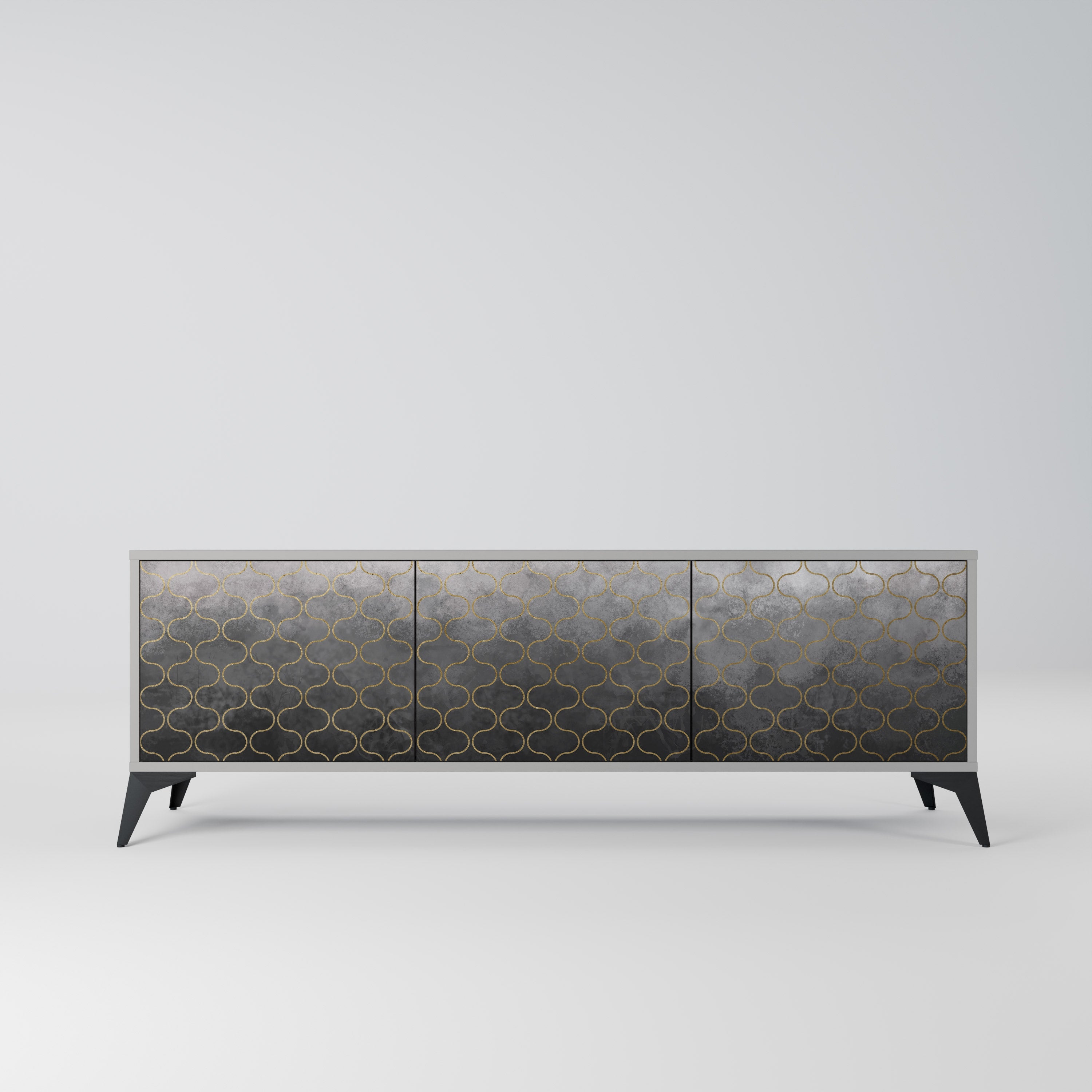 TESSELATED GRAYISH TV-Lowboard mit 3 Türen in Grau