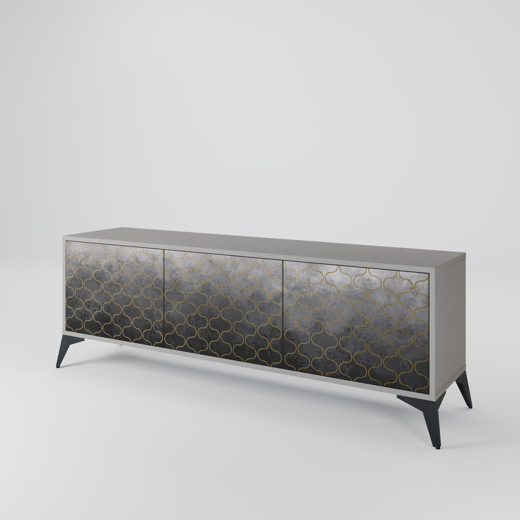 TESSELATED GRAYISH TV-Lowboard mit 3 Türen in Grau