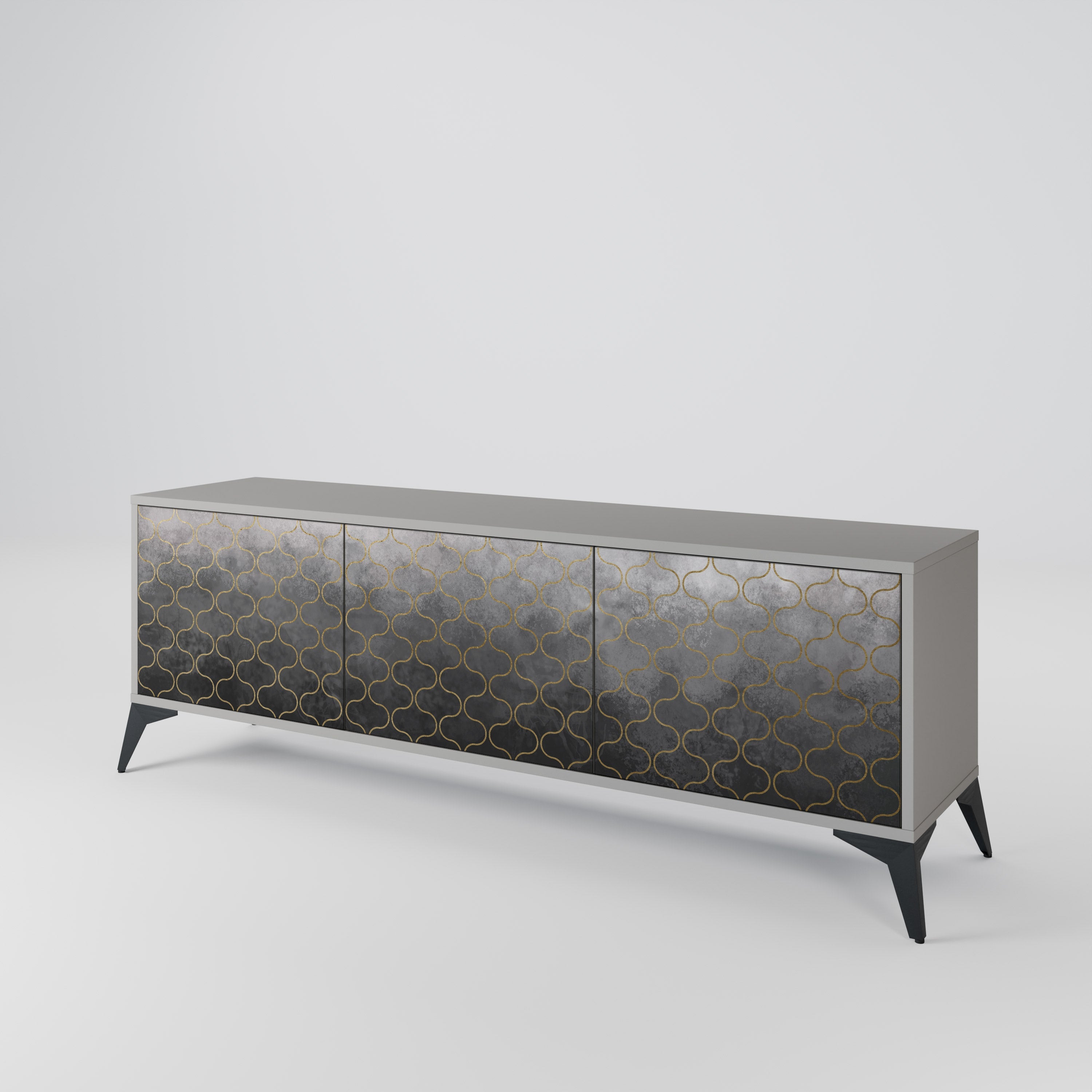 TESSELATED GRAYISH TV-Lowboard mit 3 Türen in Grau