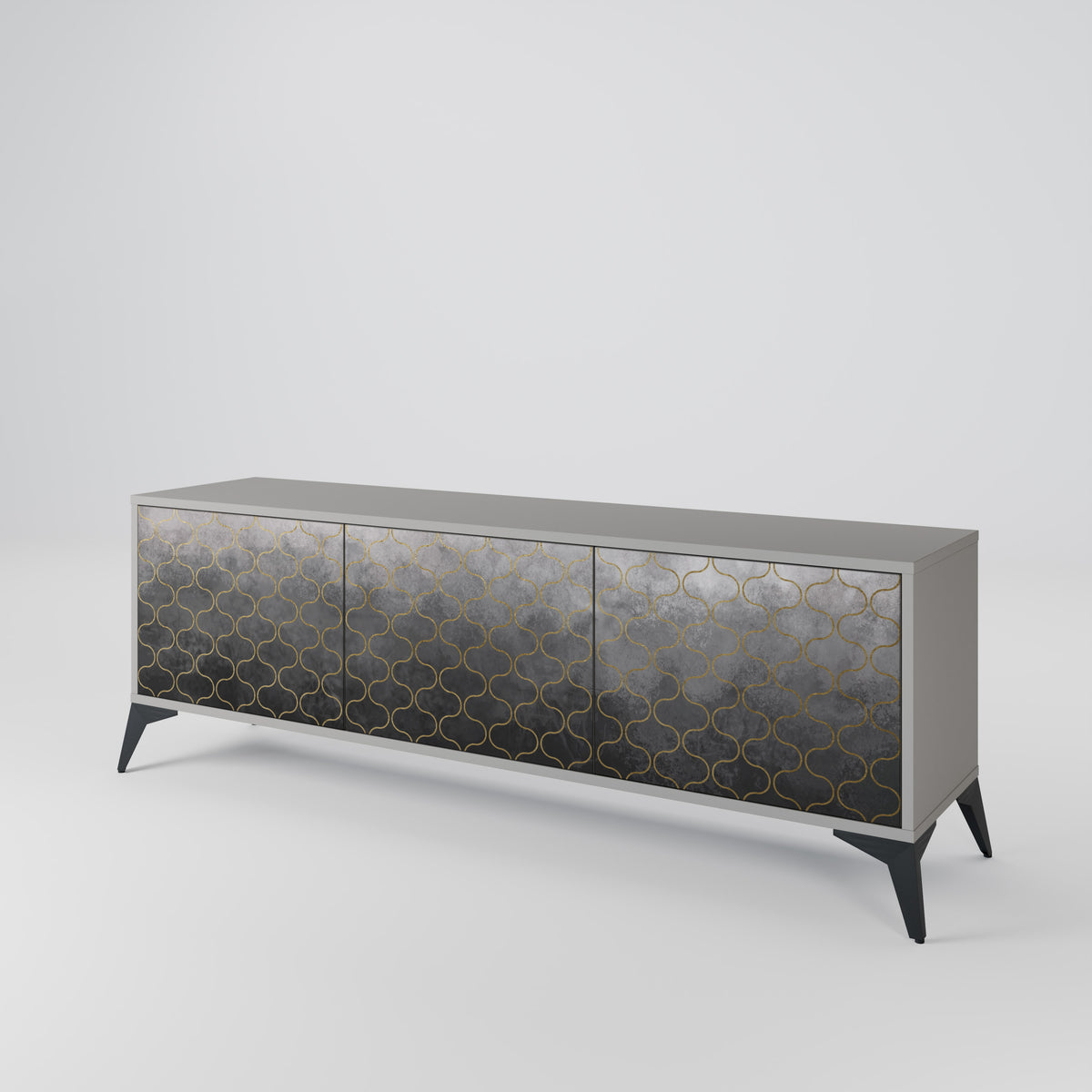 TESSELATED GRAYISH 3-türiges TV-Lowboard