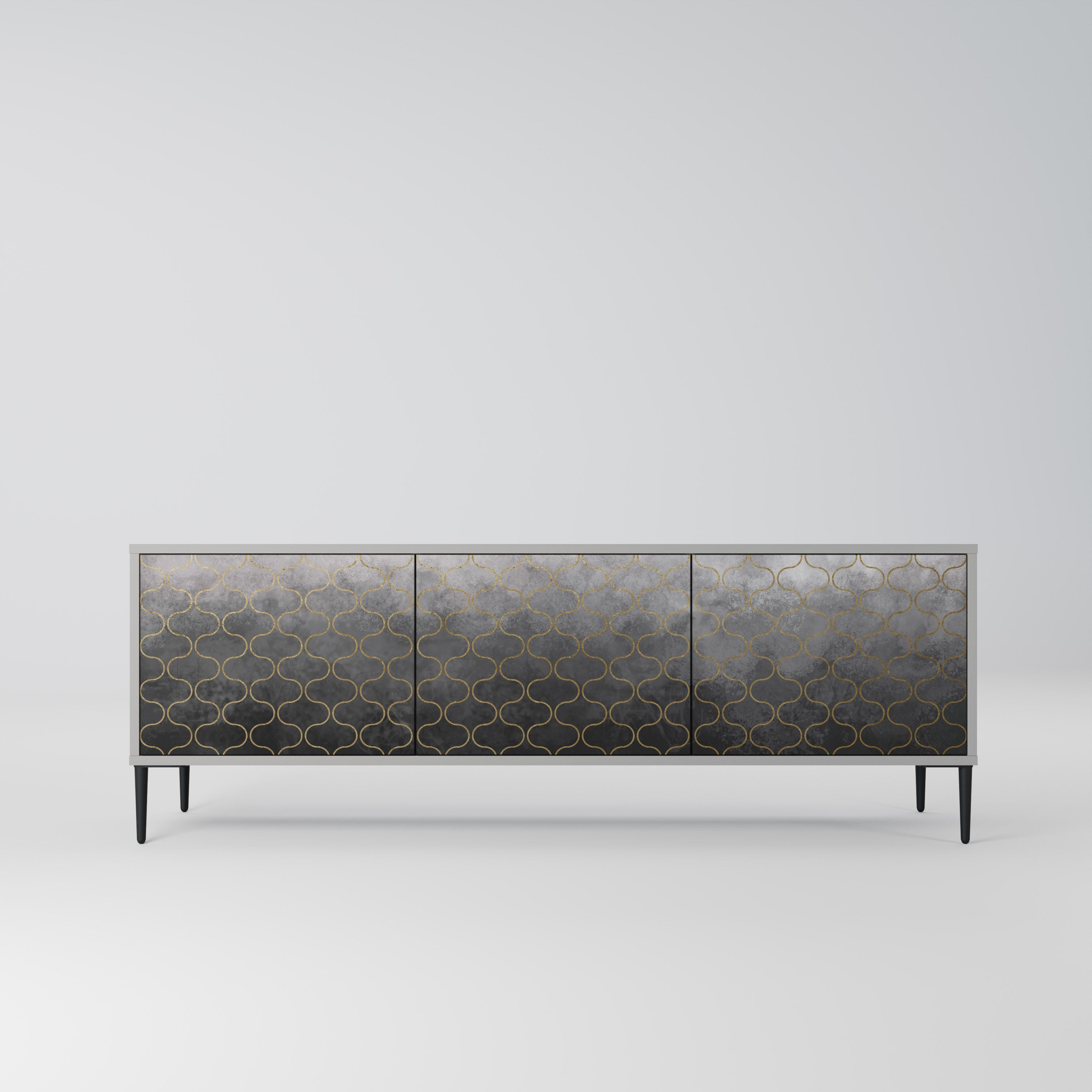 TESSELATED GRAYISH TV-Lowboard mit 3 Türen in Grau