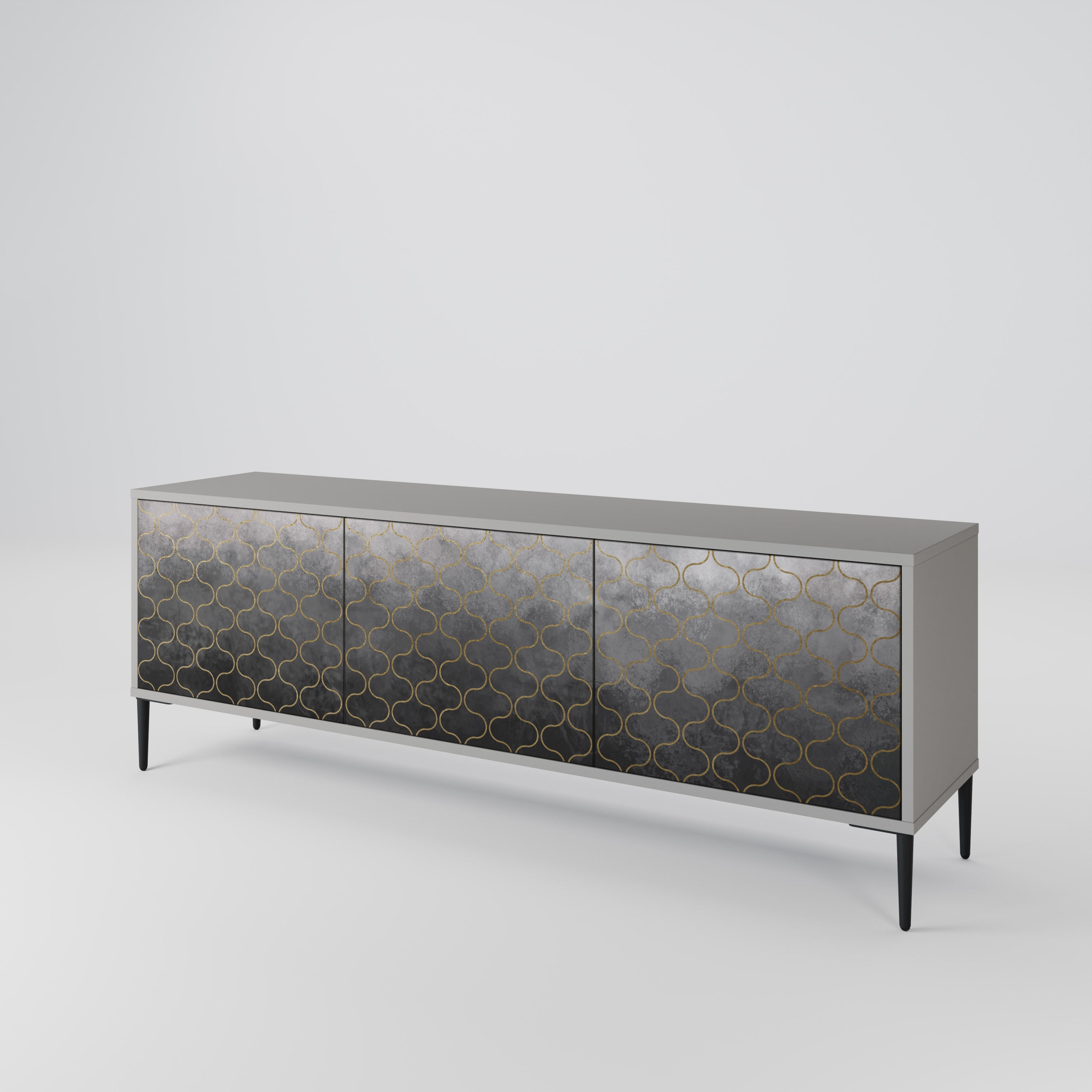 TESSELATED GRAYISH TV-Lowboard mit 3 Türen in Grau