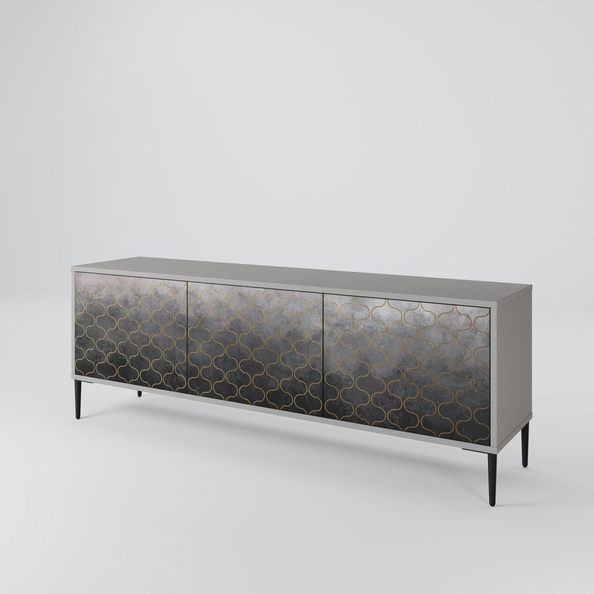 TESSELATED GRAYISH 3-türiges TV-Lowboard