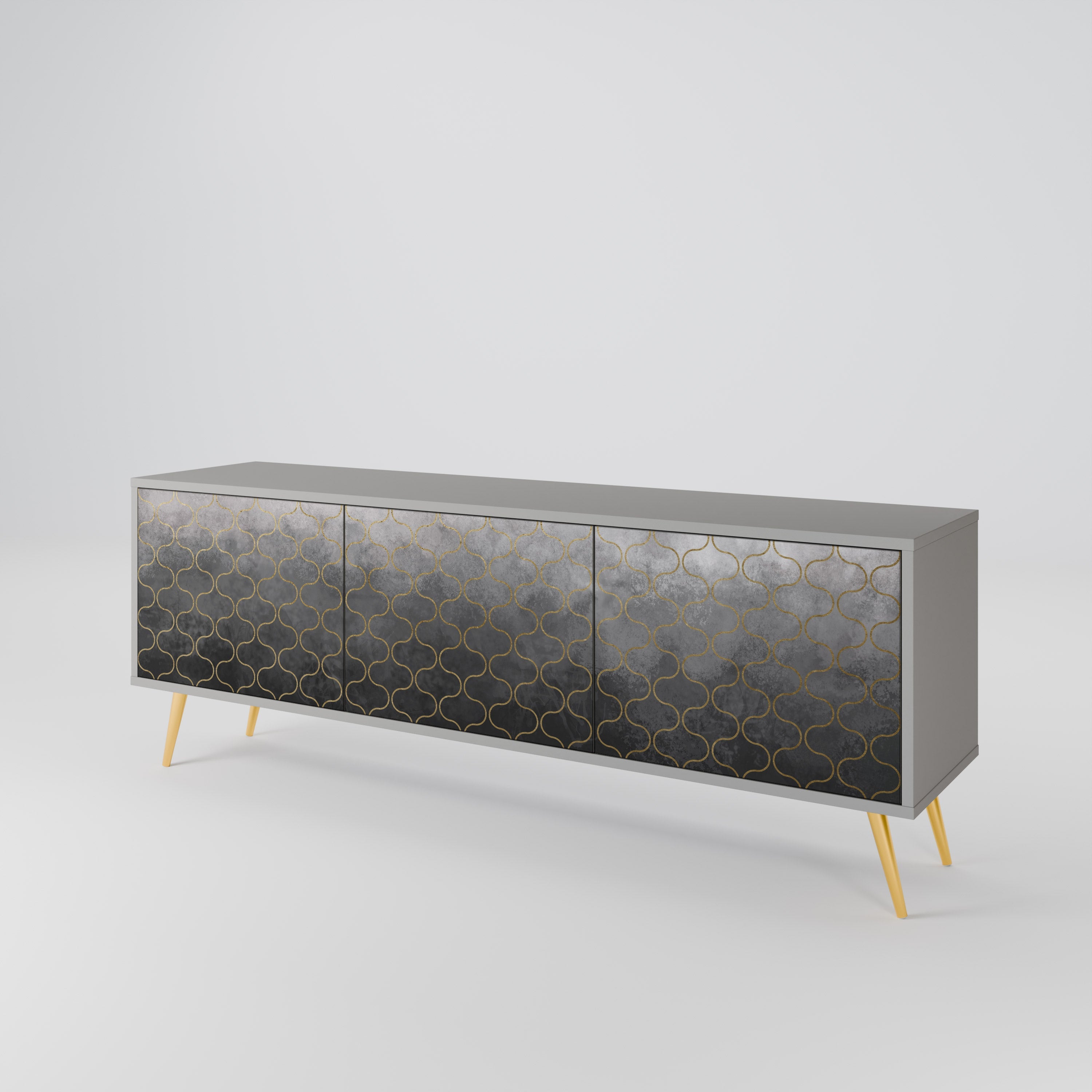 TESSELATED GRAYISH TV-Lowboard mit 3 Türen in Grau