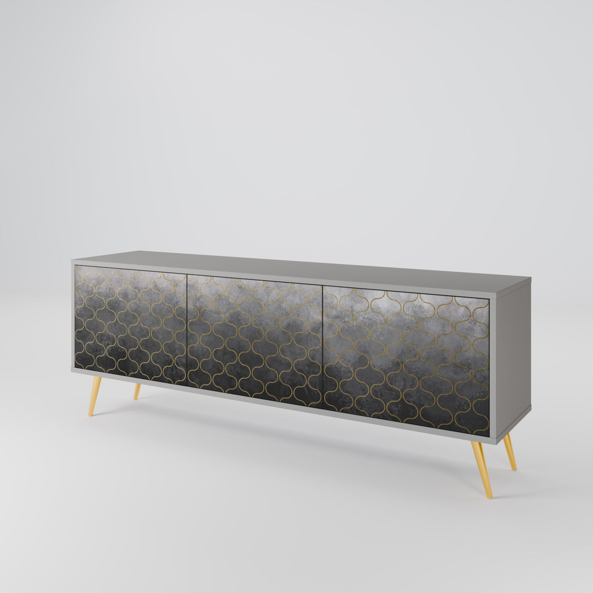 TESSELATED GRAYISH 3-türiges TV-Lowboard