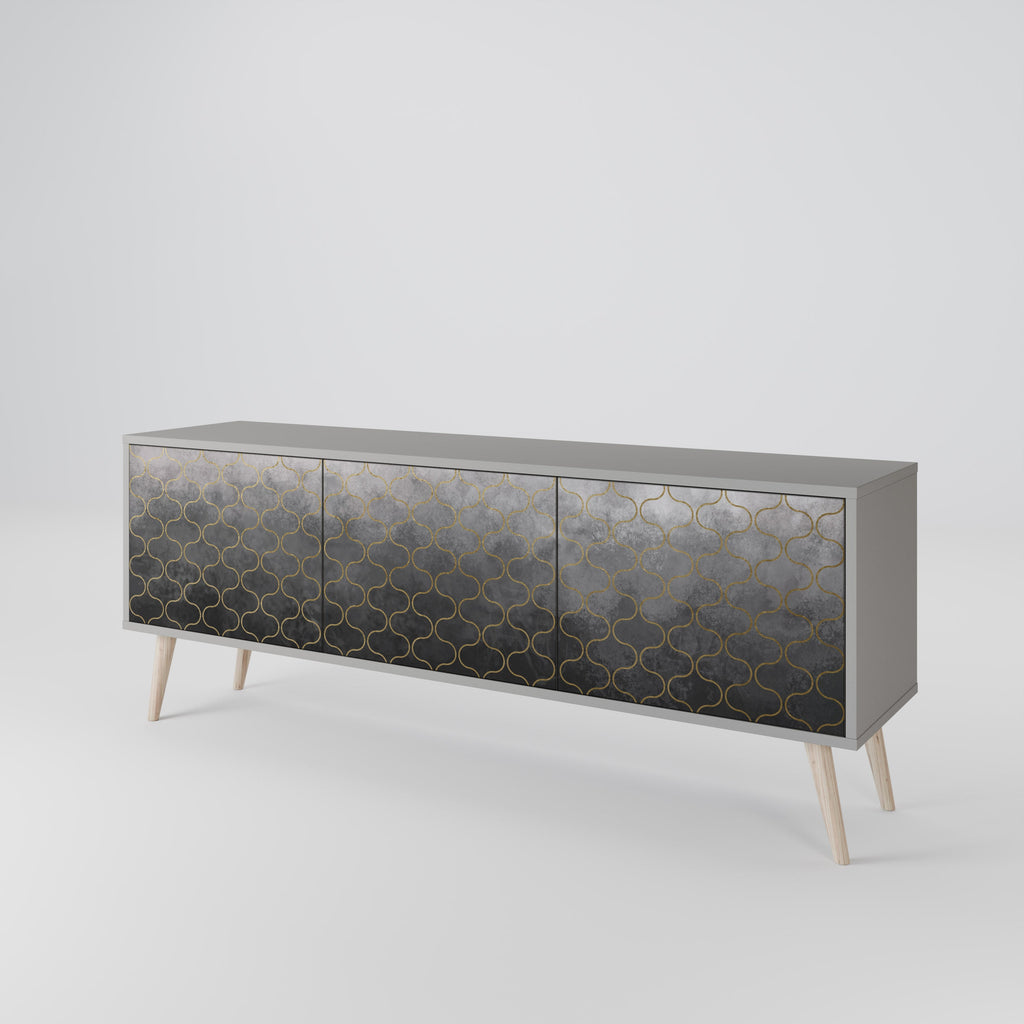 TESSELATED GRAYISH TV-Lowboard mit 3 Türen in Grau