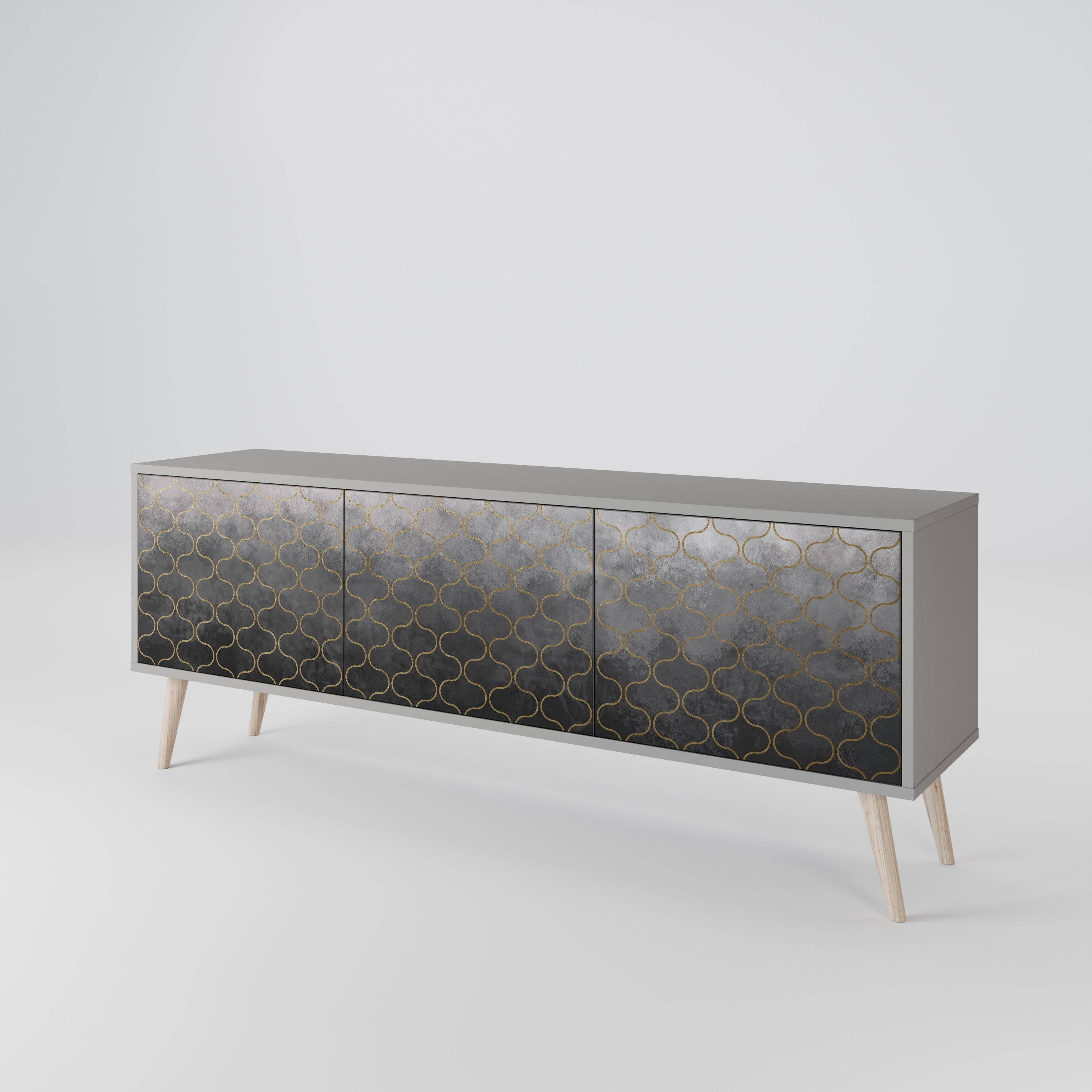 TESSELATED GRAYISH TV-Lowboard mit 3 Türen in Grau