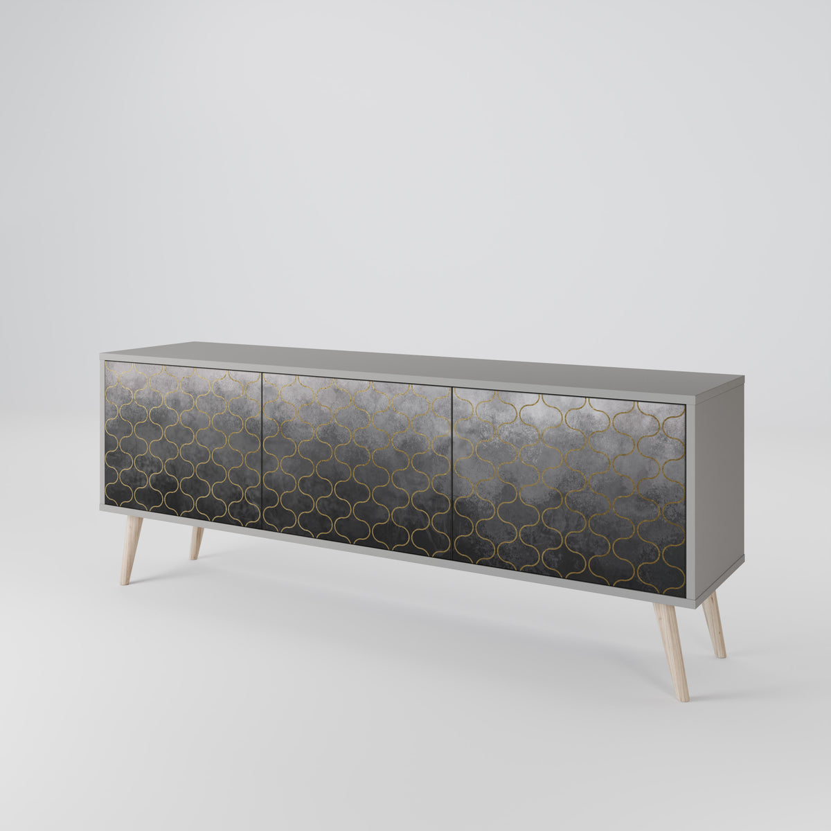 TESSELATED GRAYISH 3-türiges TV-Lowboard