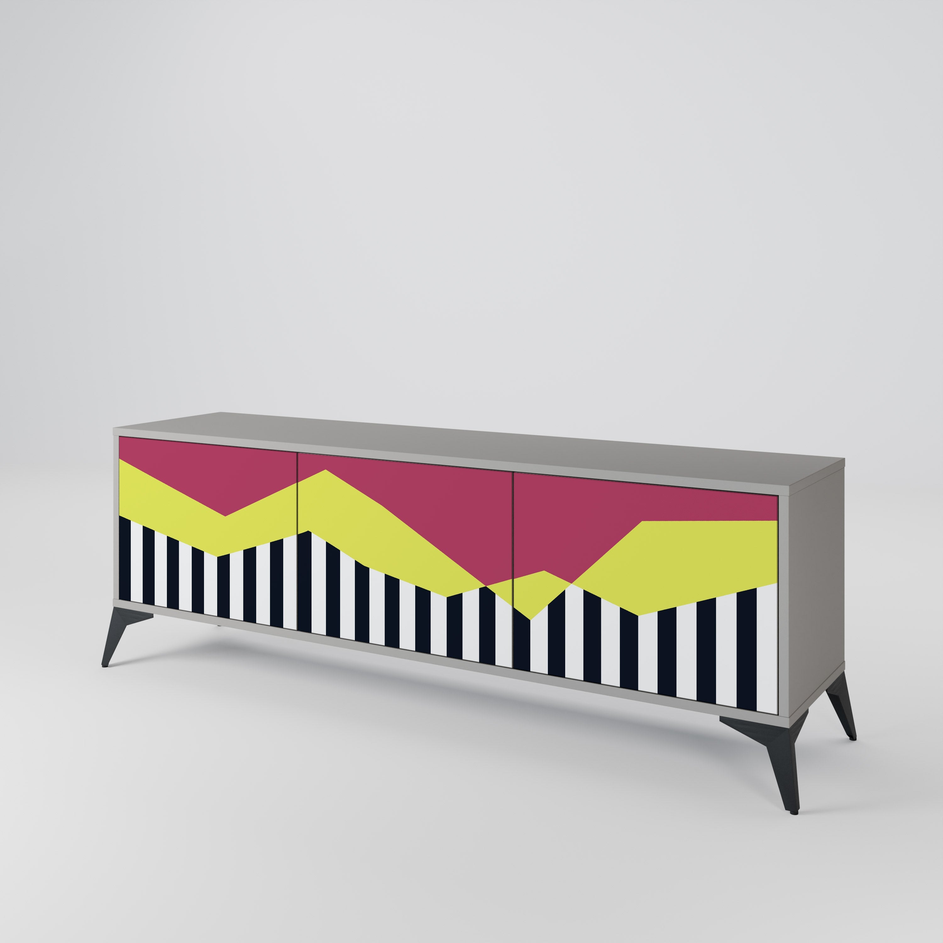 PIANO FANTASY TV-Lowboard mit 3 Türen in Grau