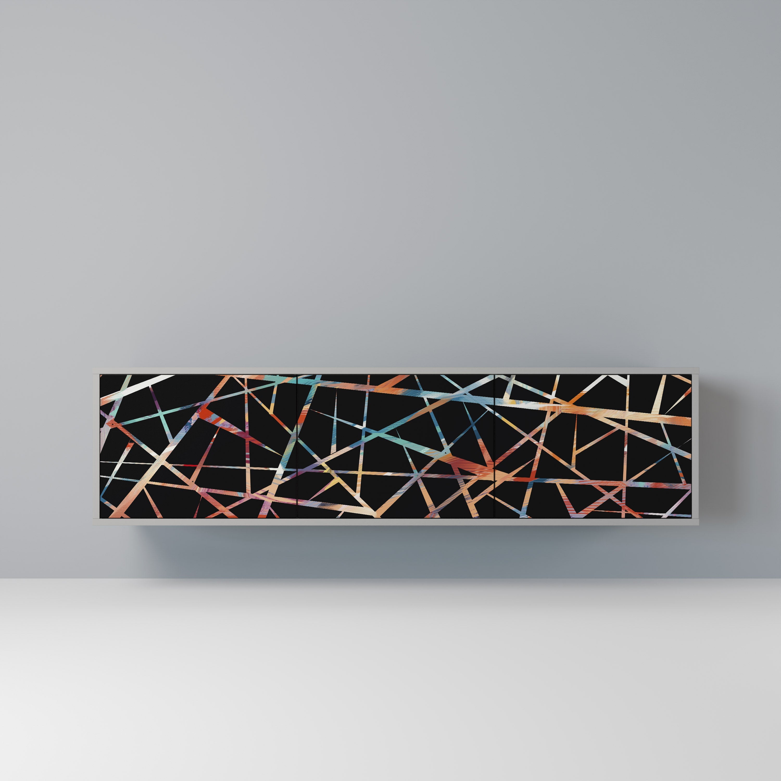 POLYGON VERVE 3-Door TV Stand in Grey Finish