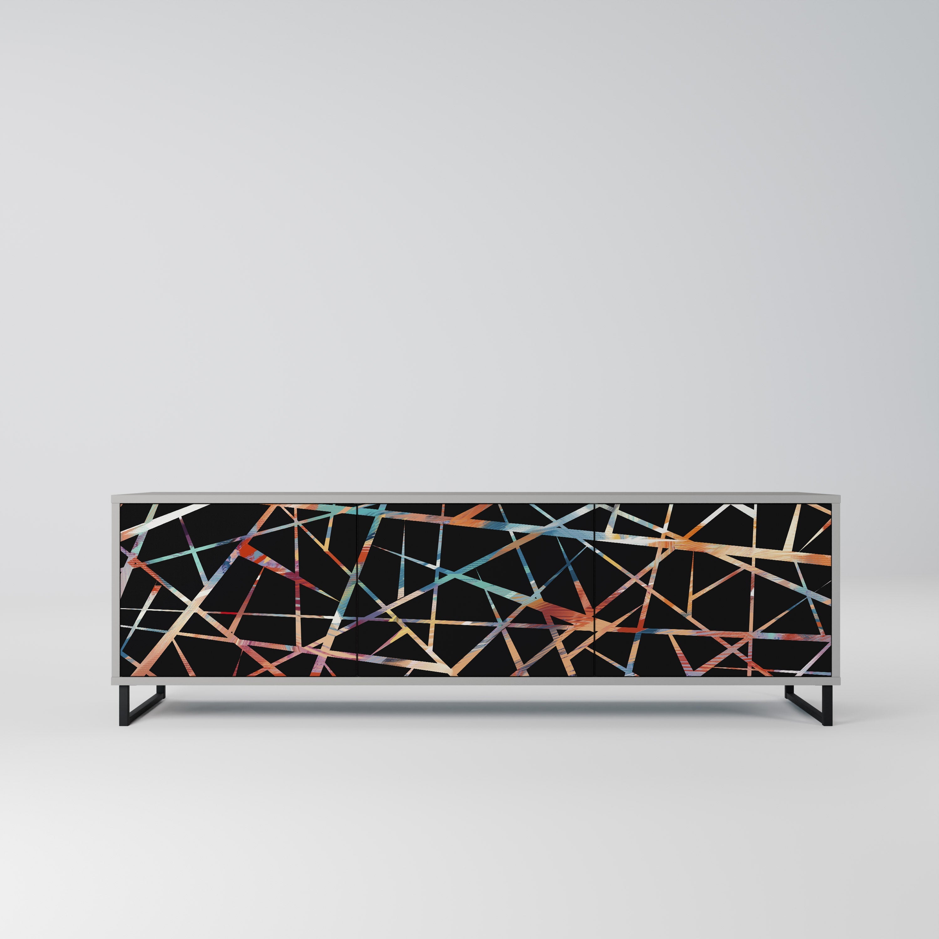 POLYGON VERVE 3-Door TV Stand in Grey Finish