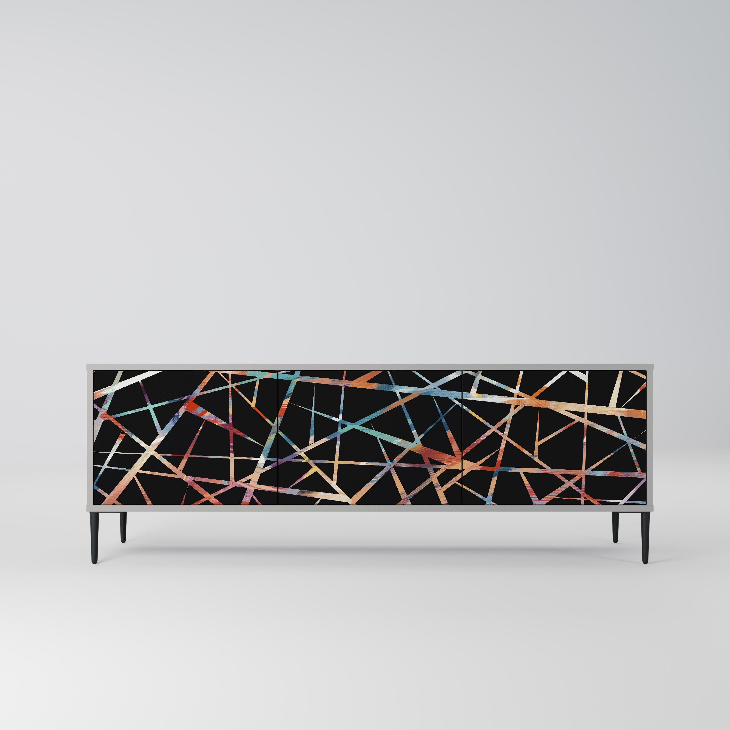 POLYGON VERVE 3-Door TV Stand in Grey Finish