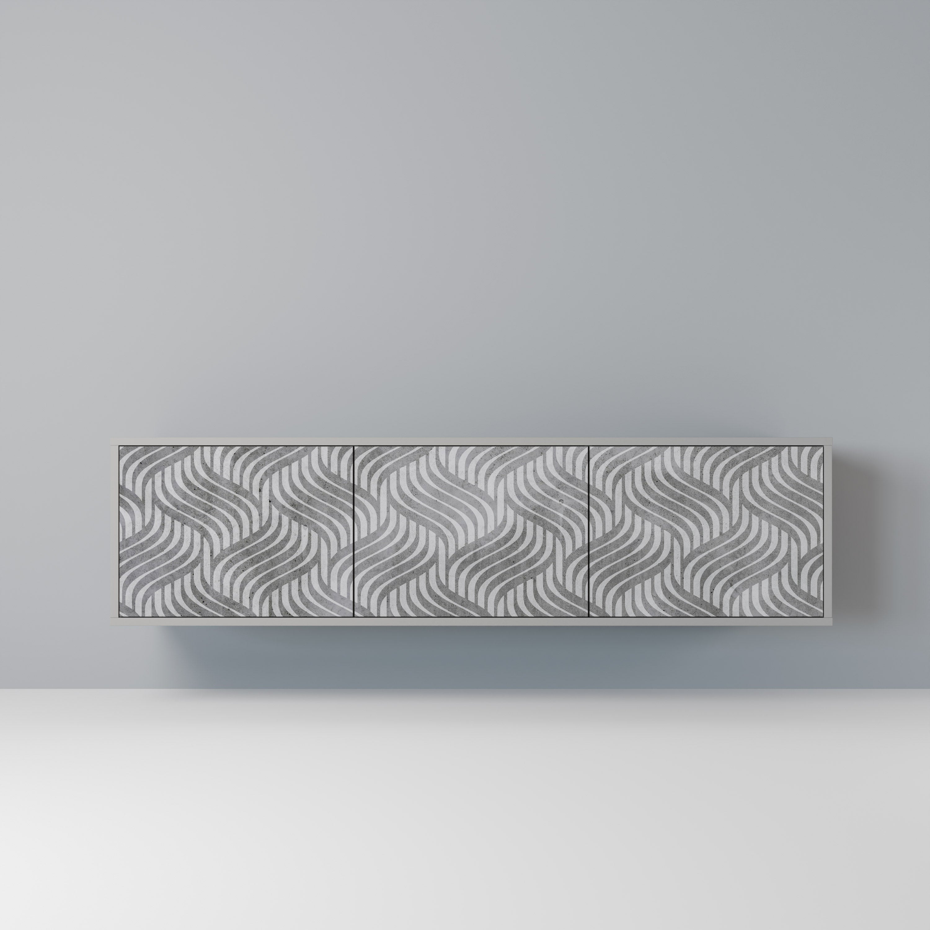 CONCRETE MOVEMENT 3-Door TV Stand in Grey Finish