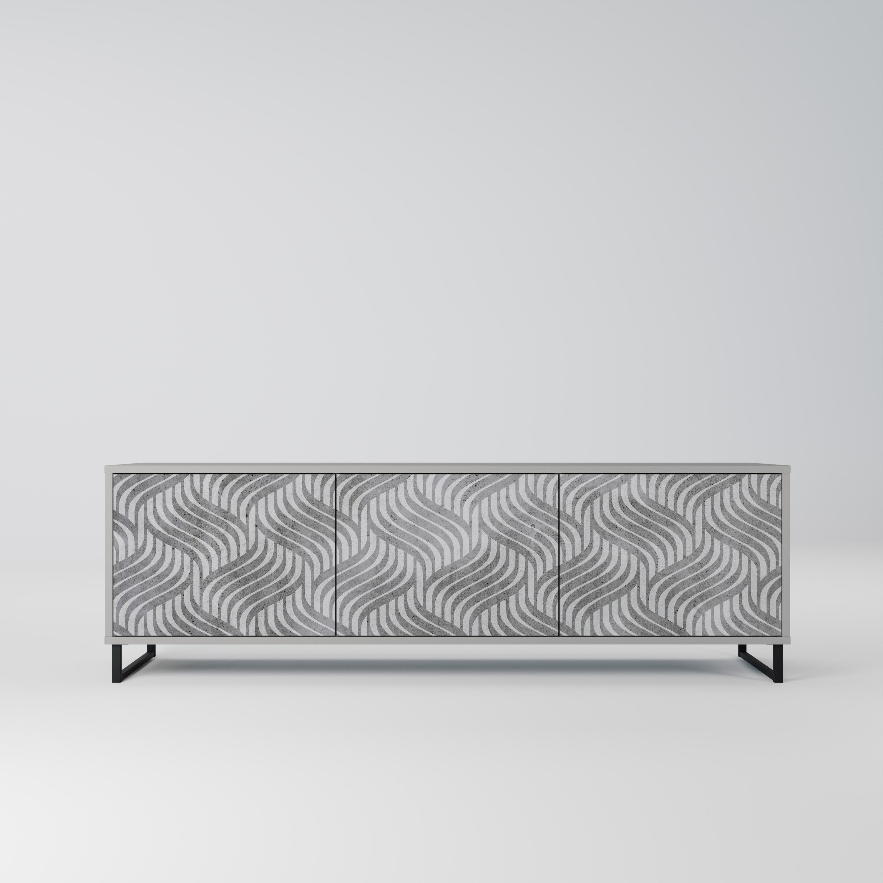 CONCRETE MOVEMENT 3-Door TV Stand in Grey Finish