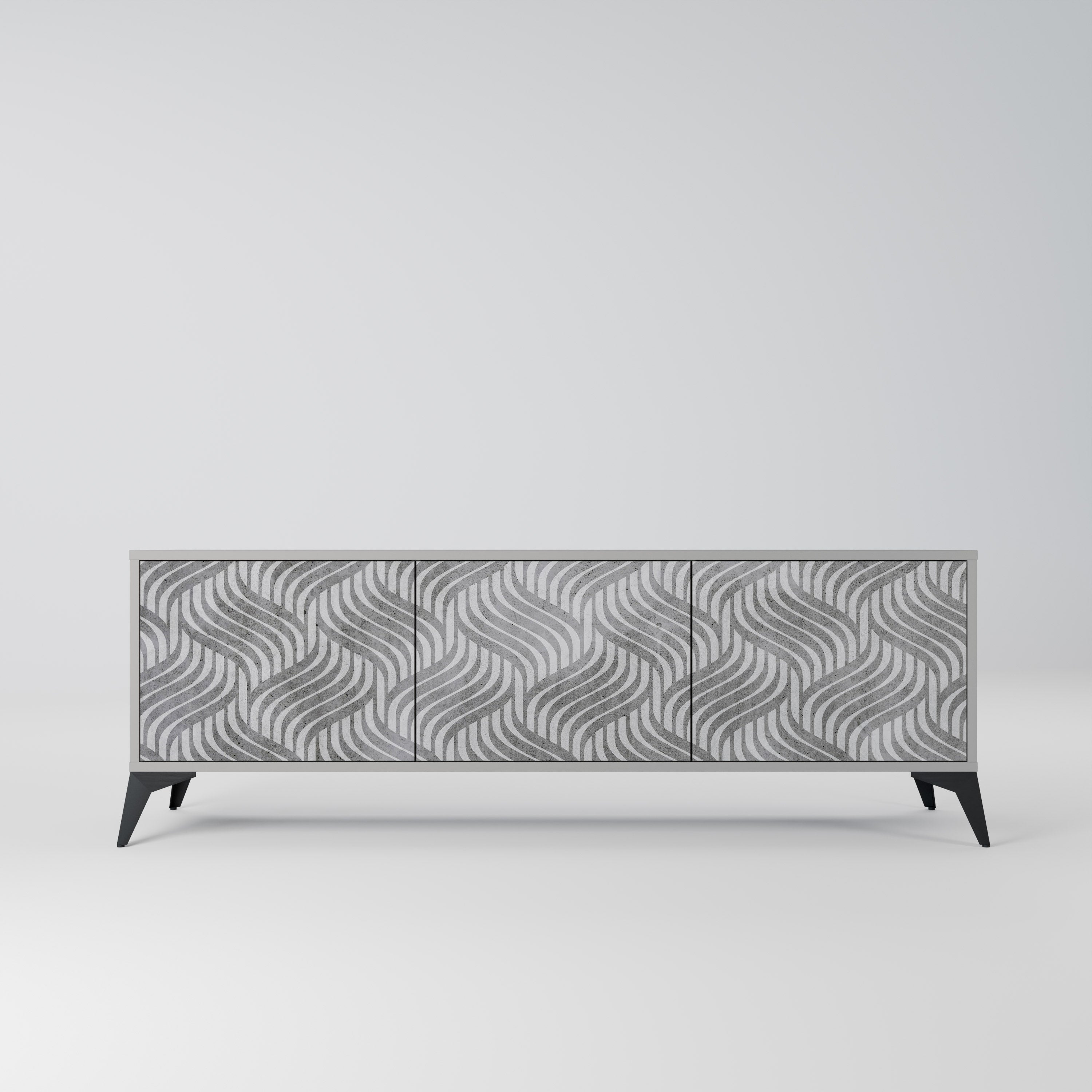 CONCRETE MOVEMENT 3-Door TV Stand in Grey Finish