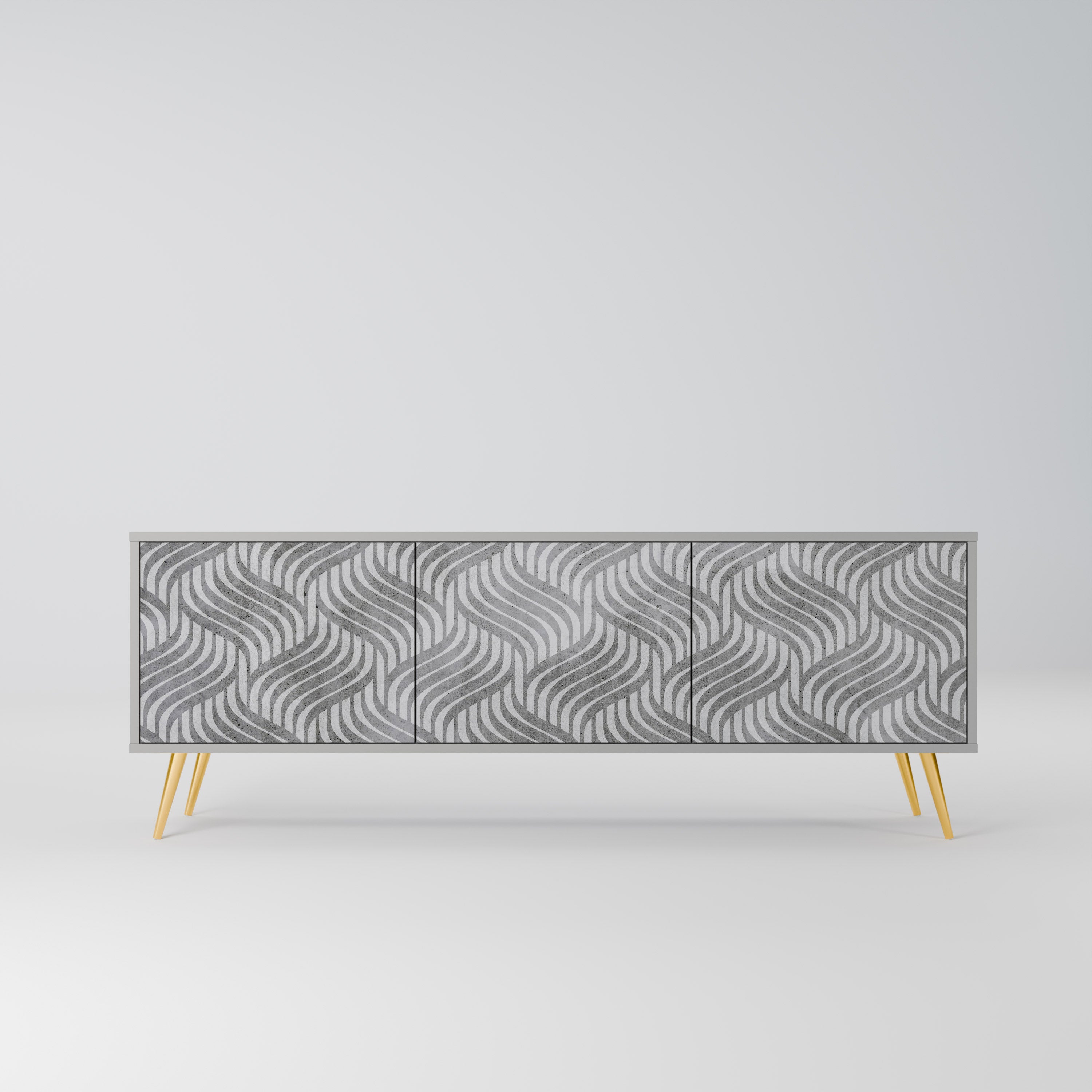 CONCRETE MOVEMENT 3-Door TV Stand in Grey Finish