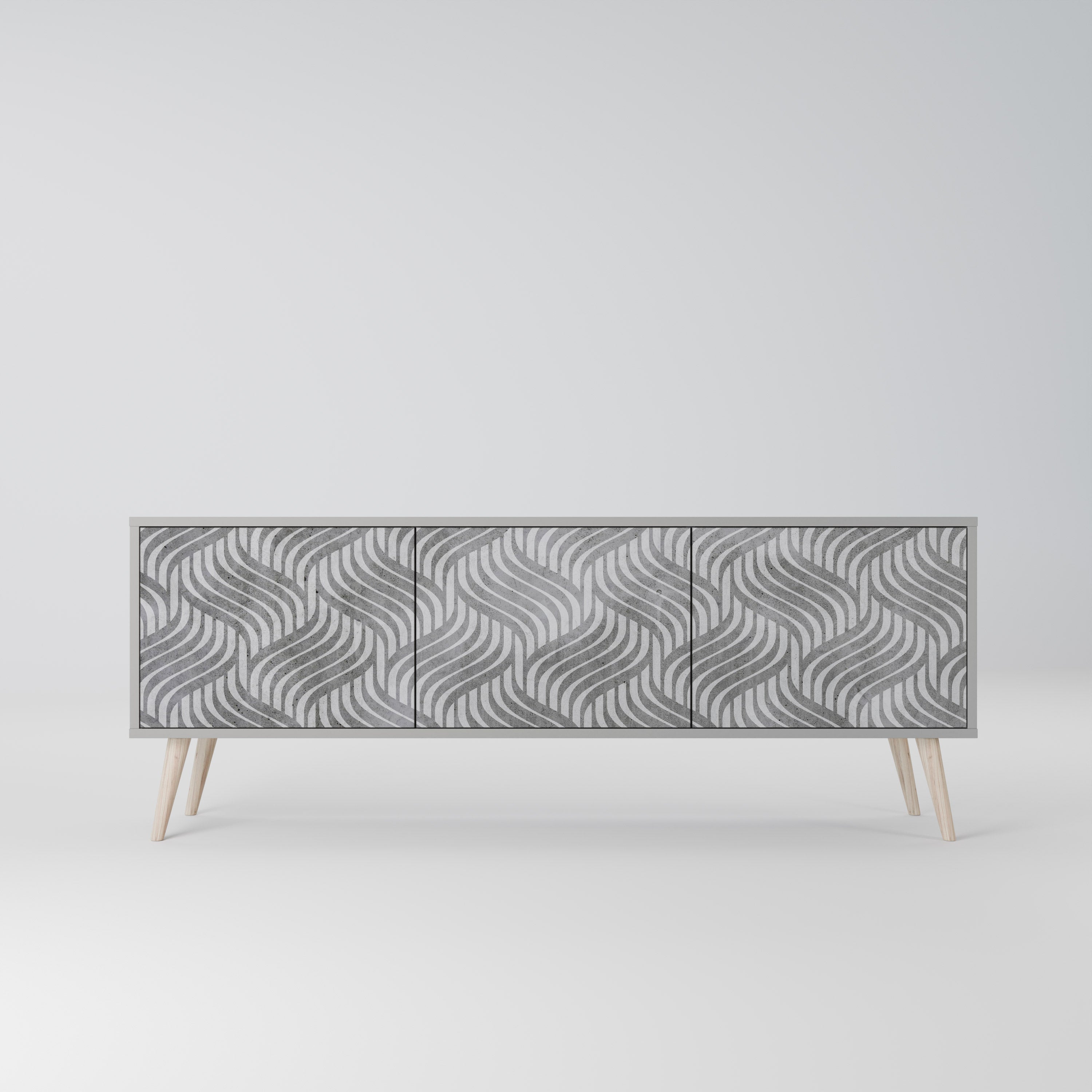 CONCRETE MOVEMENT 3-Door TV Stand in Grey Finish