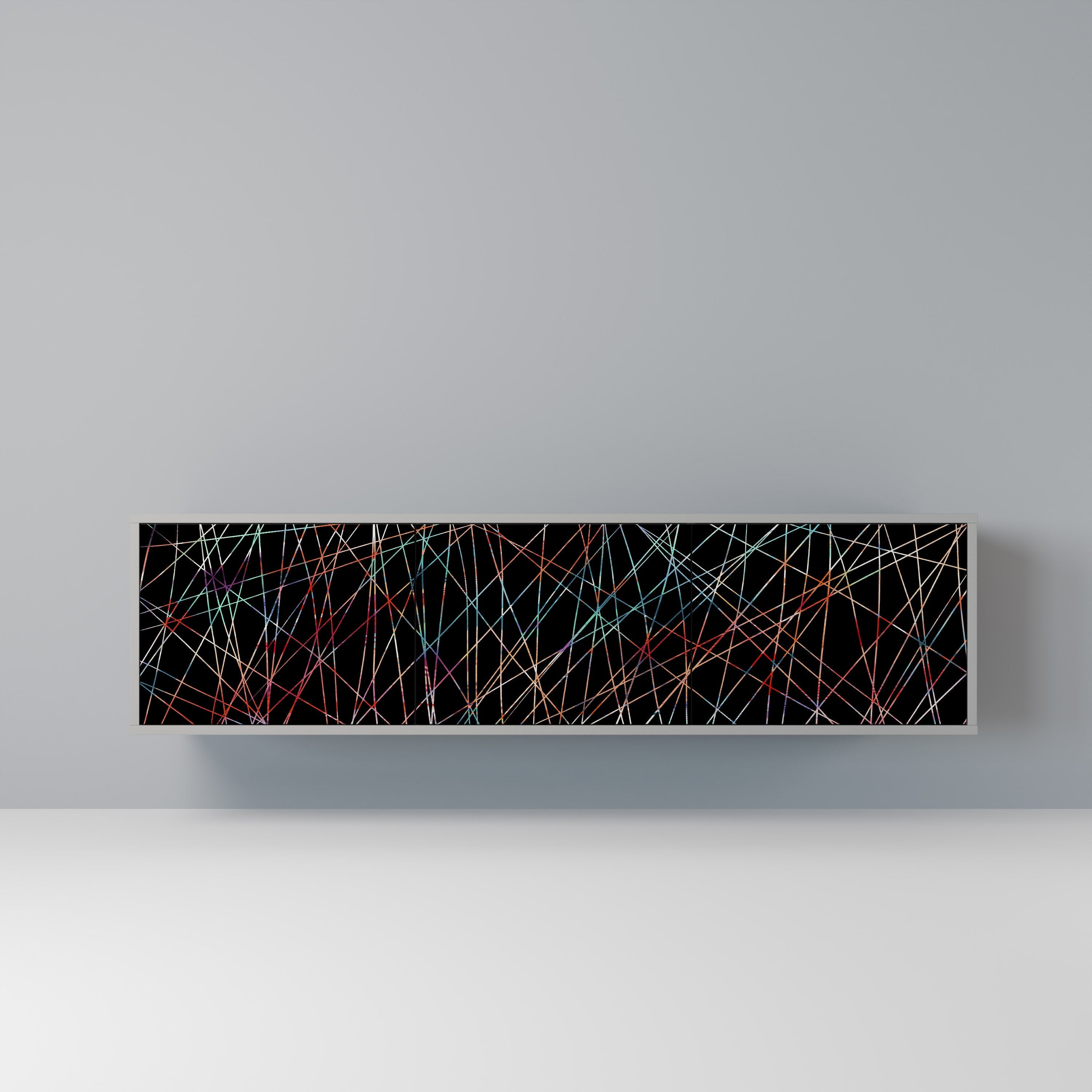 LUMINOUS SNARE 3-Door TV Stand in Grey Finish