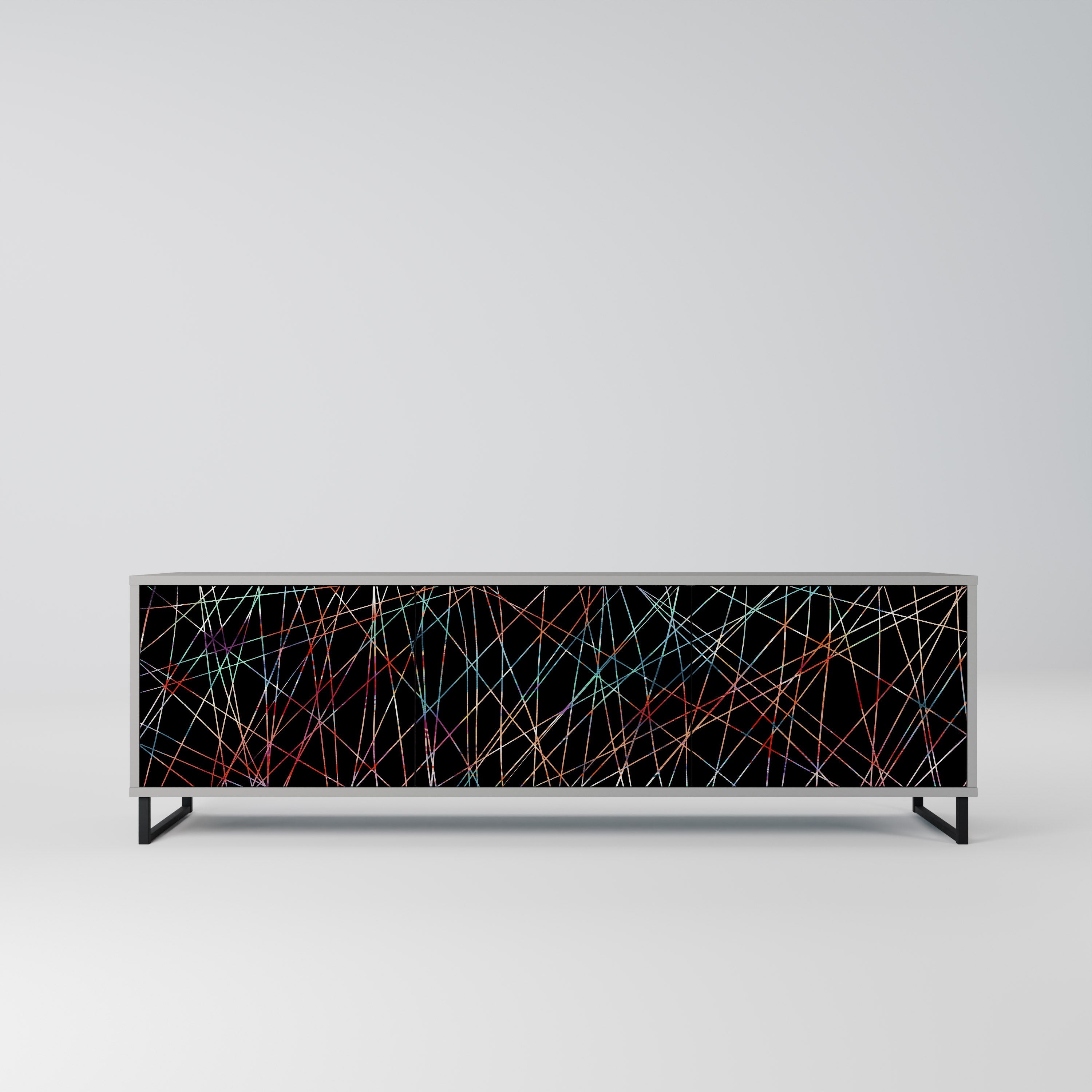 LUMINOUS SNARE 3-Door TV Stand in Grey Finish