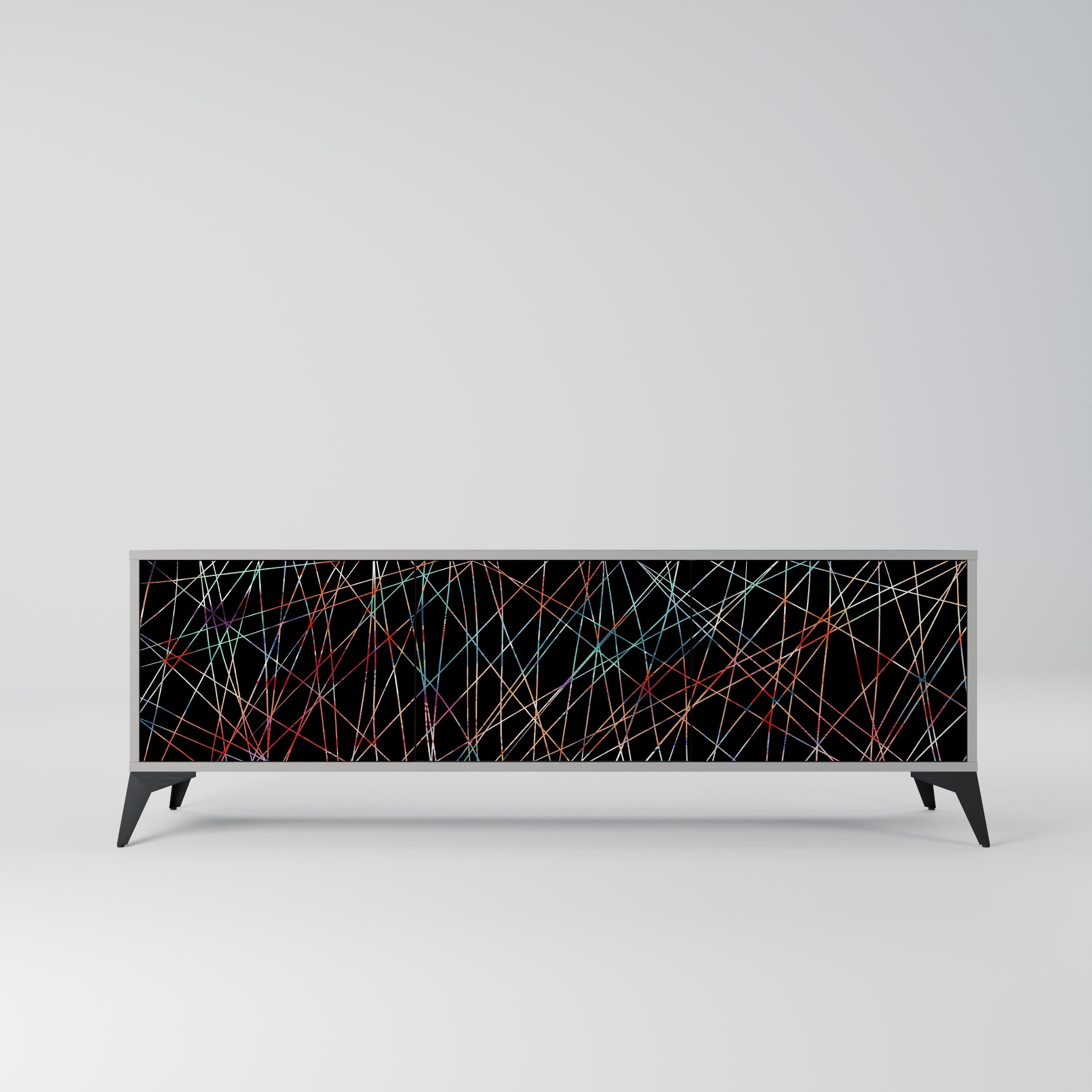 LUMINOUS SNARE 3-Door TV Stand in Grey Finish