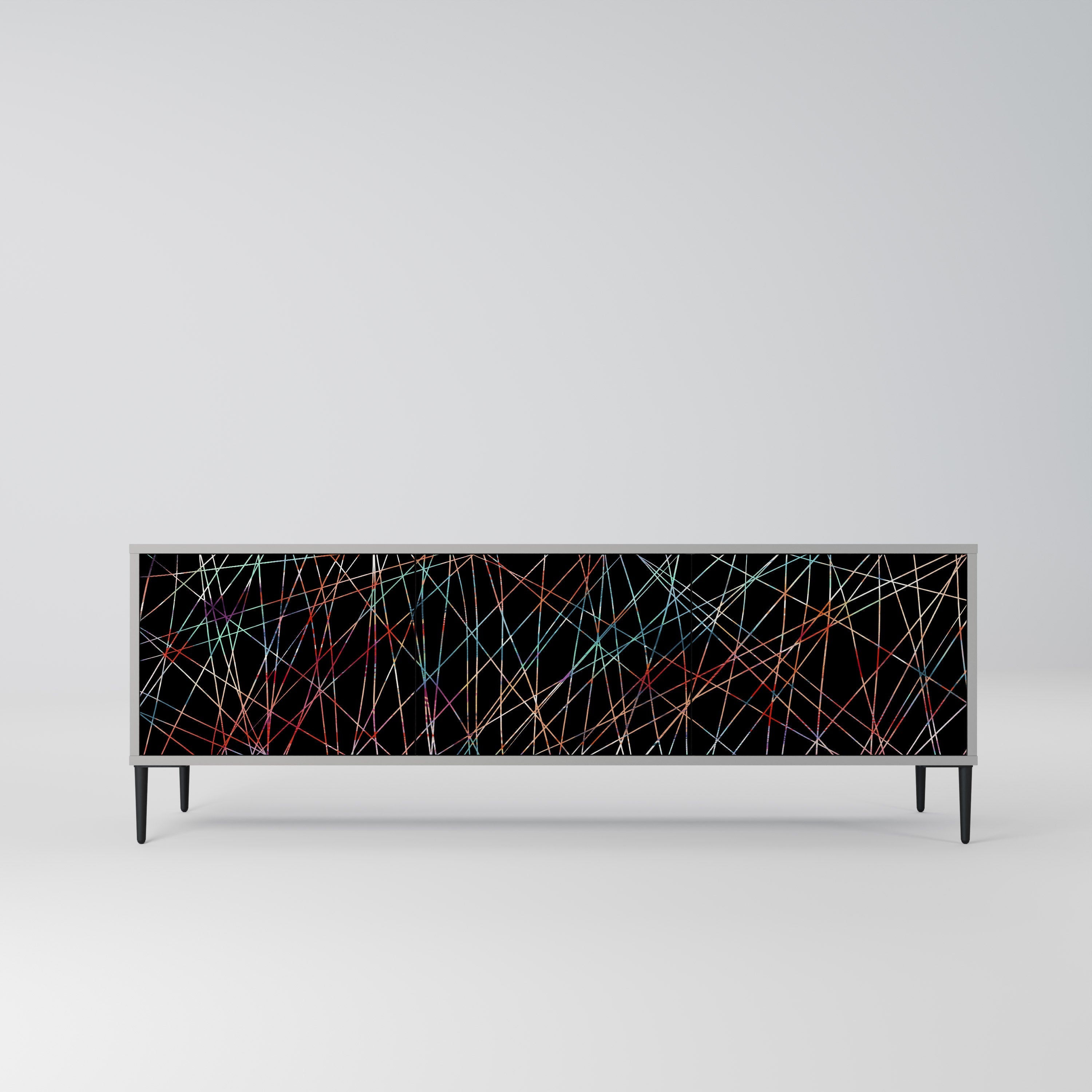 LUMINOUS SNARE 3-Door TV Stand in Grey Finish