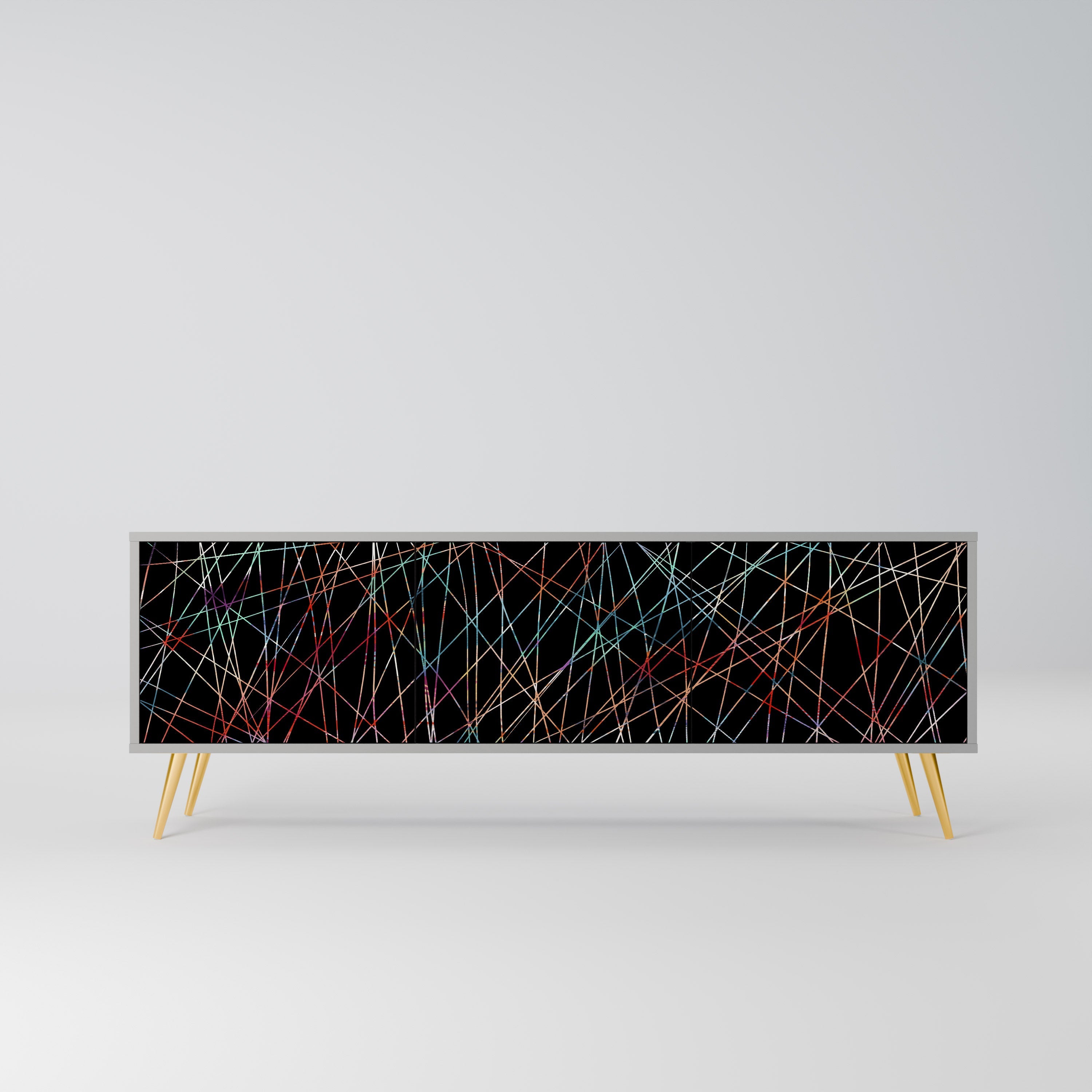 LUMINOUS SNARE 3-Door TV Stand in Grey Finish