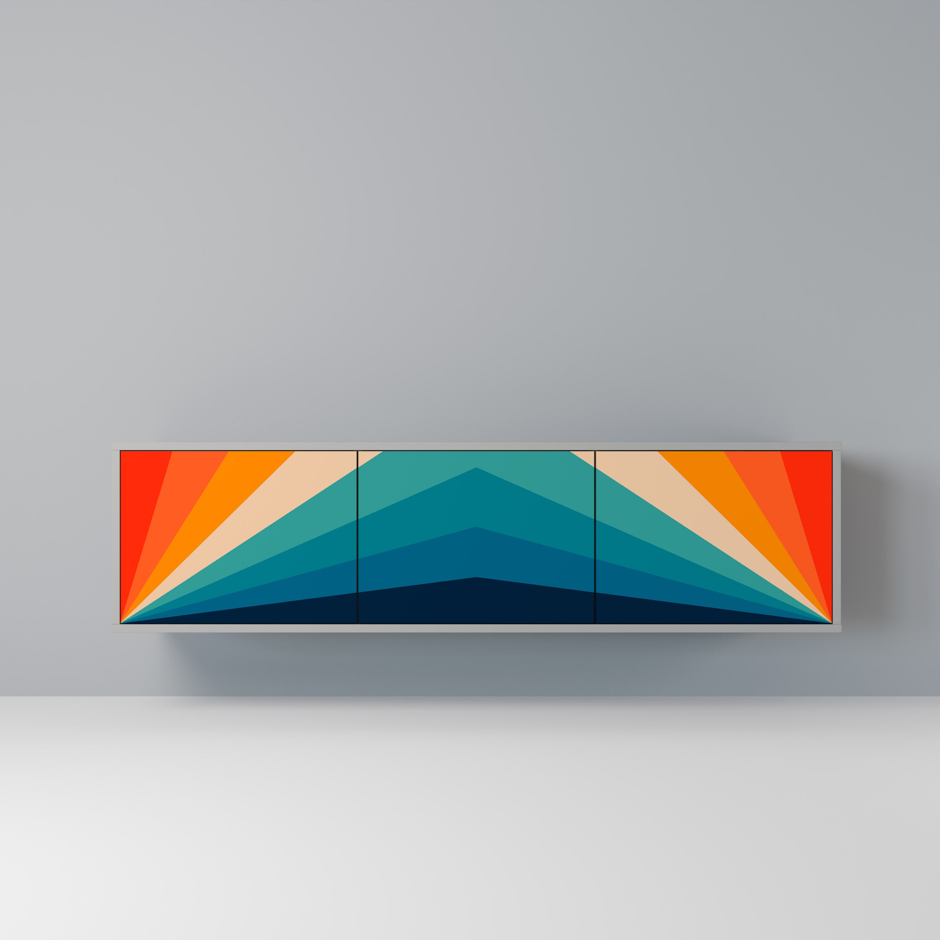 PRISM CONCUSSION 3-Door TV Stand in Grey Finish