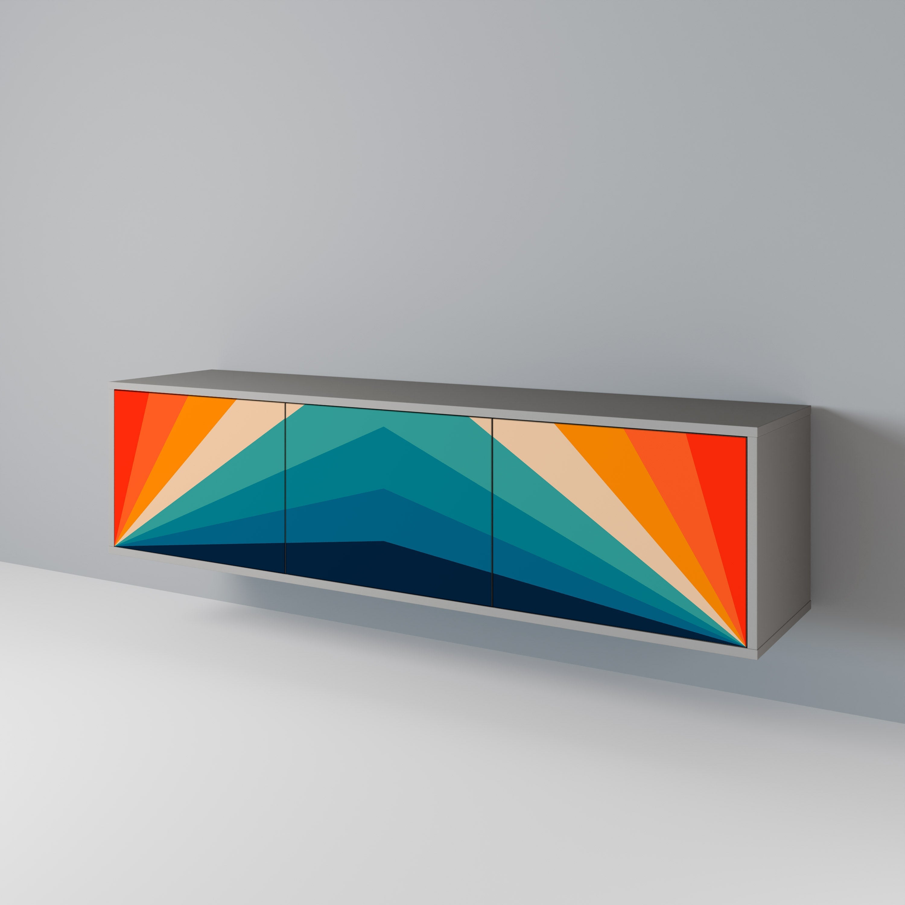 PRISM CONCUSSION TV-Lowboard mit 3 Türen in Grau