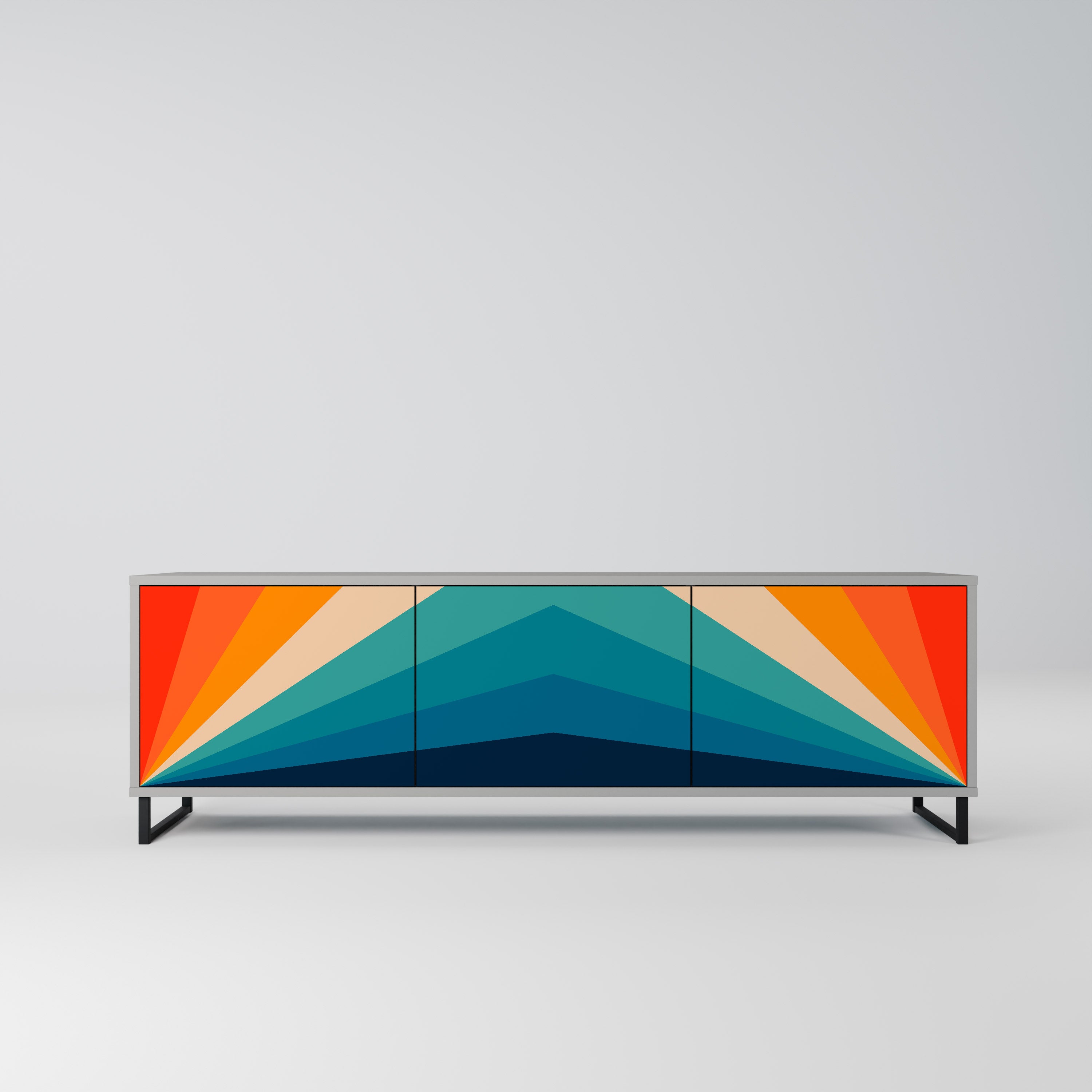 PRISM CONCUSSION 3-Door TV Stand in Grey Finish