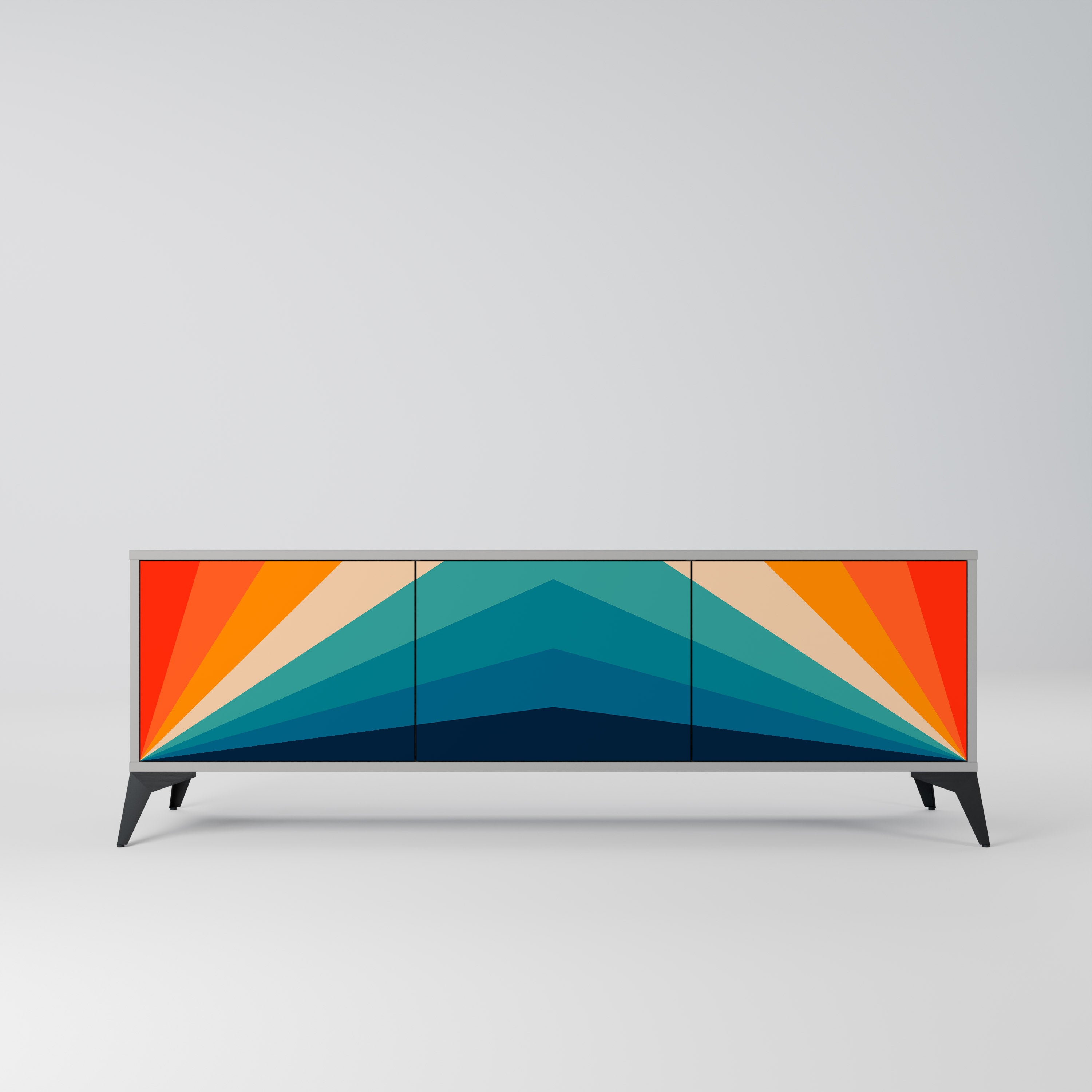 PRISM CONCUSSION 3-Door TV Stand in Grey Finish