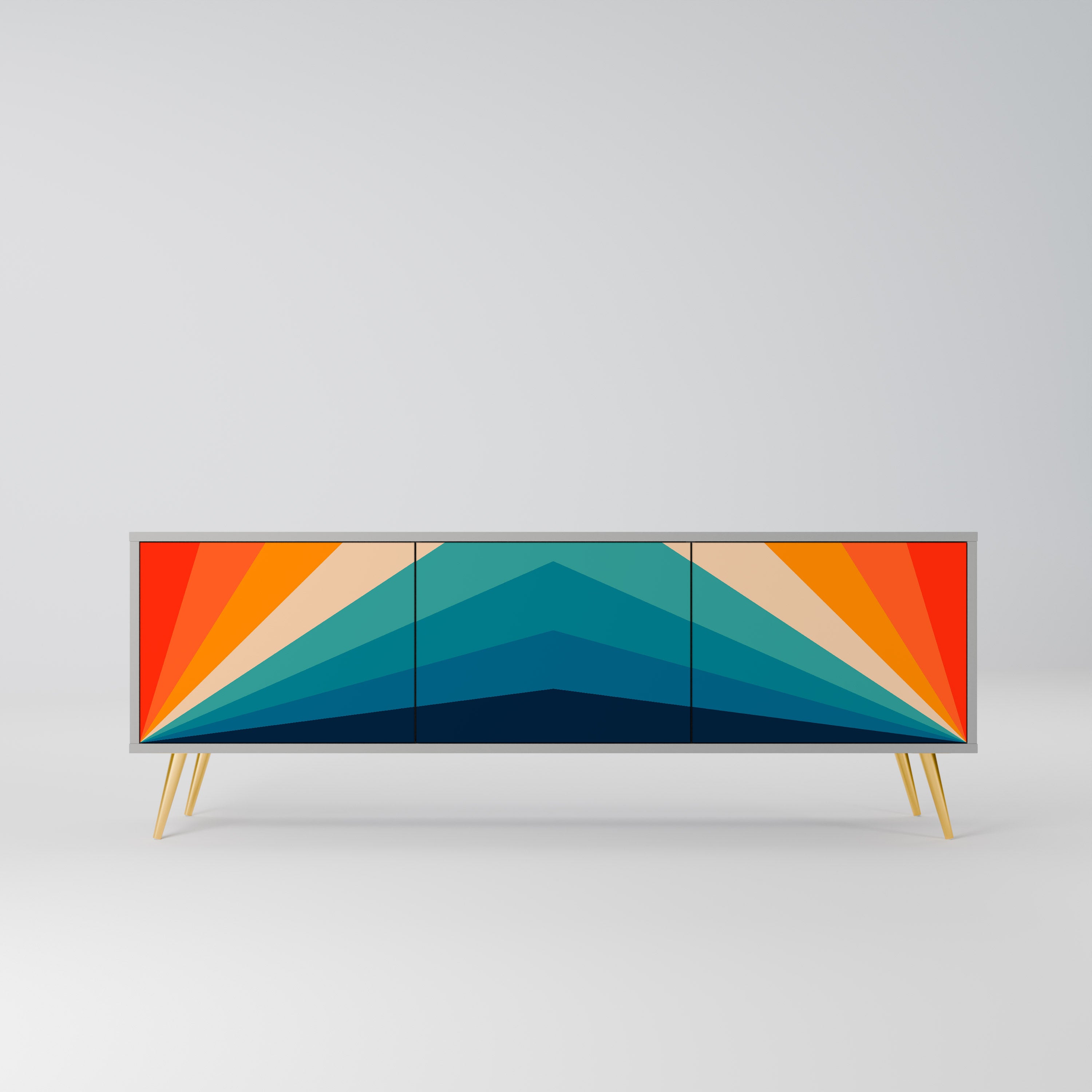 PRISM CONCUSSION 3-Door TV Stand in Grey Finish