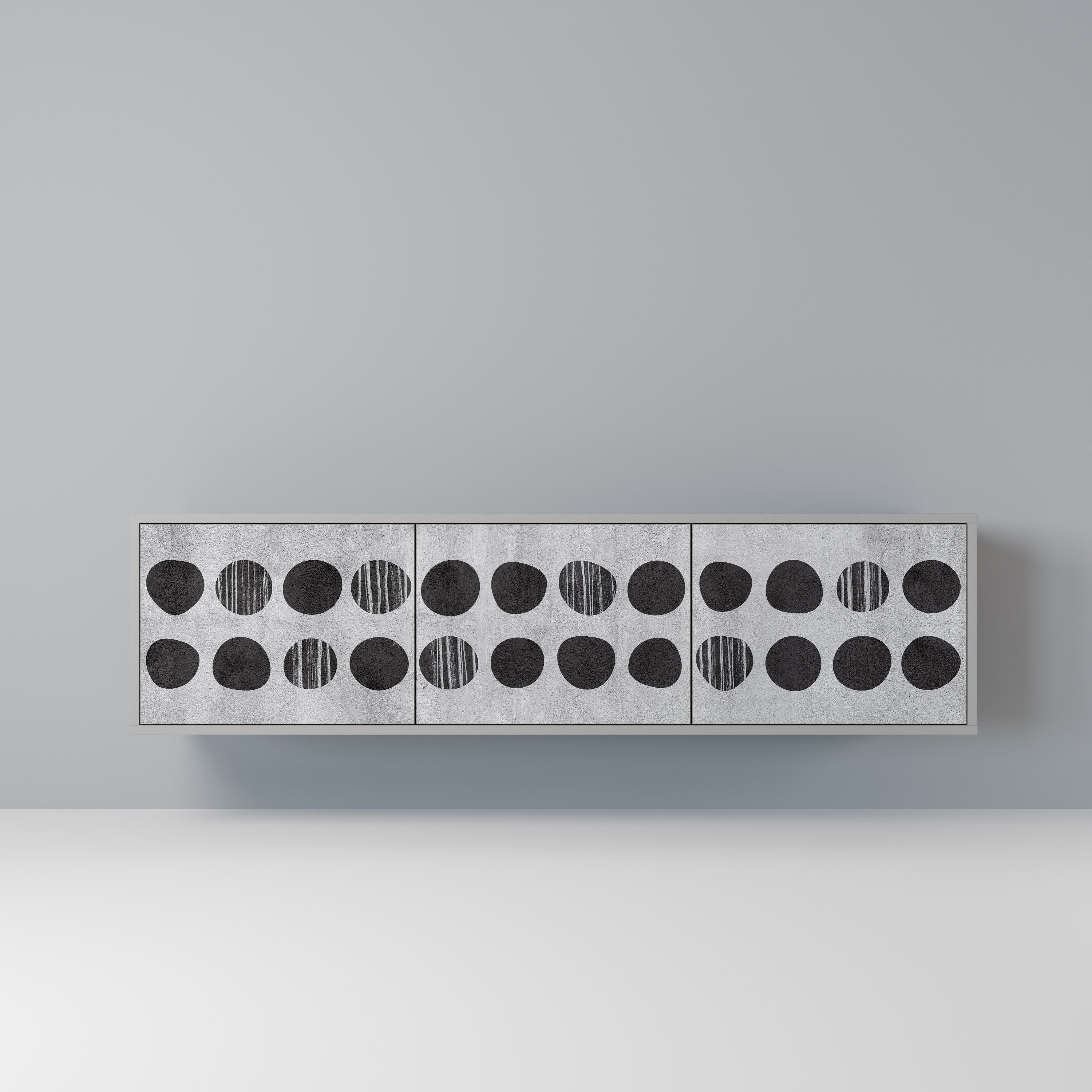 GHOSTLY GRADIENTS 3-Door TV Stand in Grey Finish