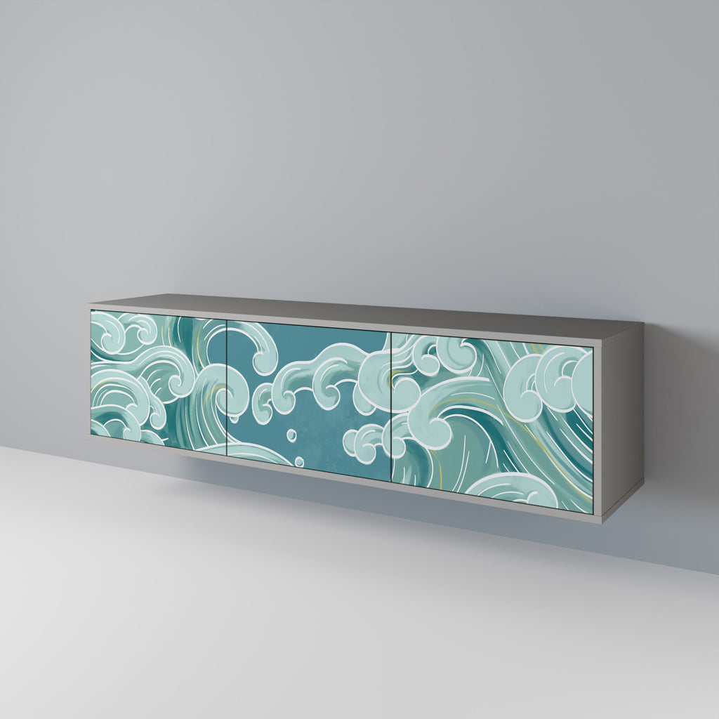 ASIAN SWAY TV-Lowboard mit 3 Türen in Grau