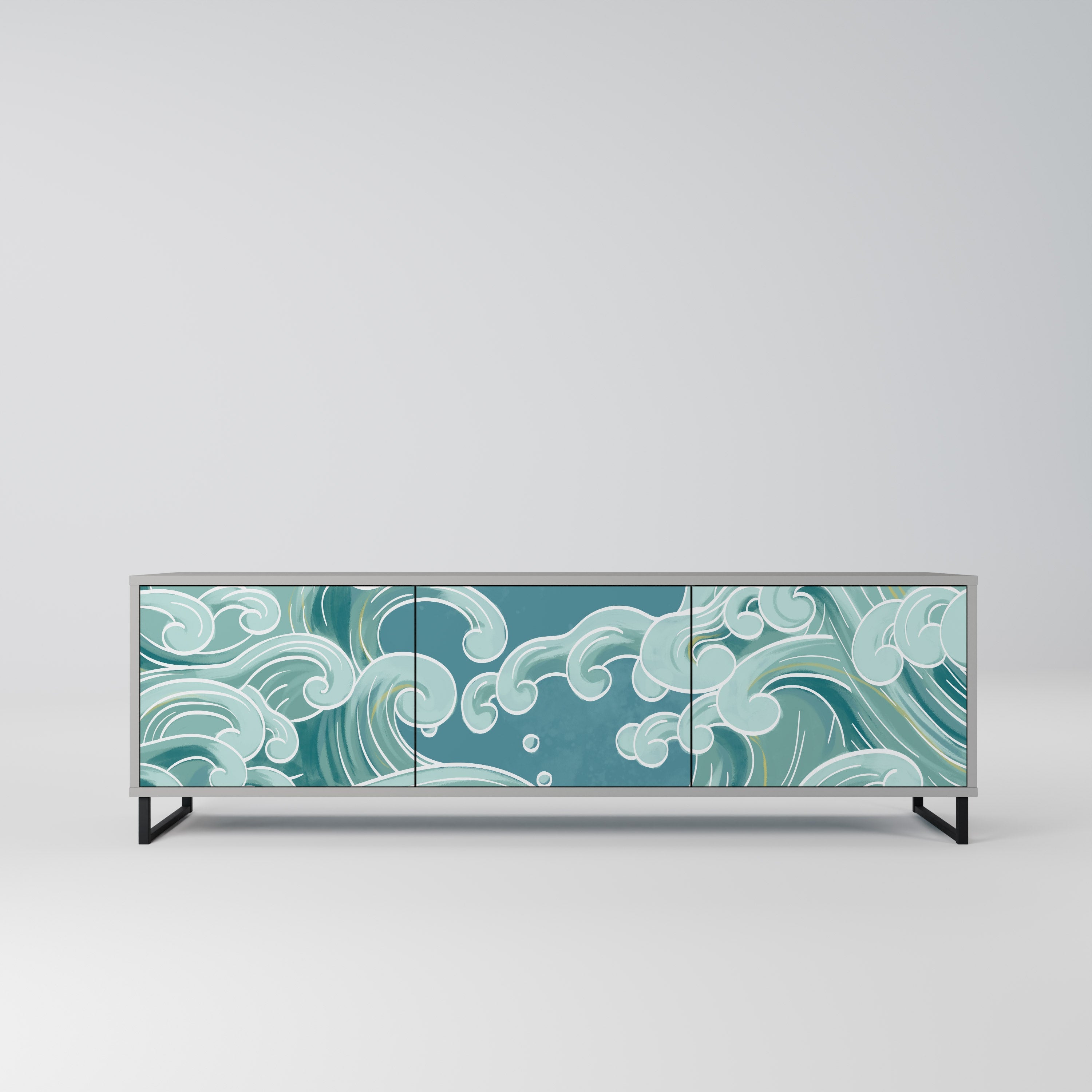 ASIAN SWAY 3-Door TV Stand in Grey Finish