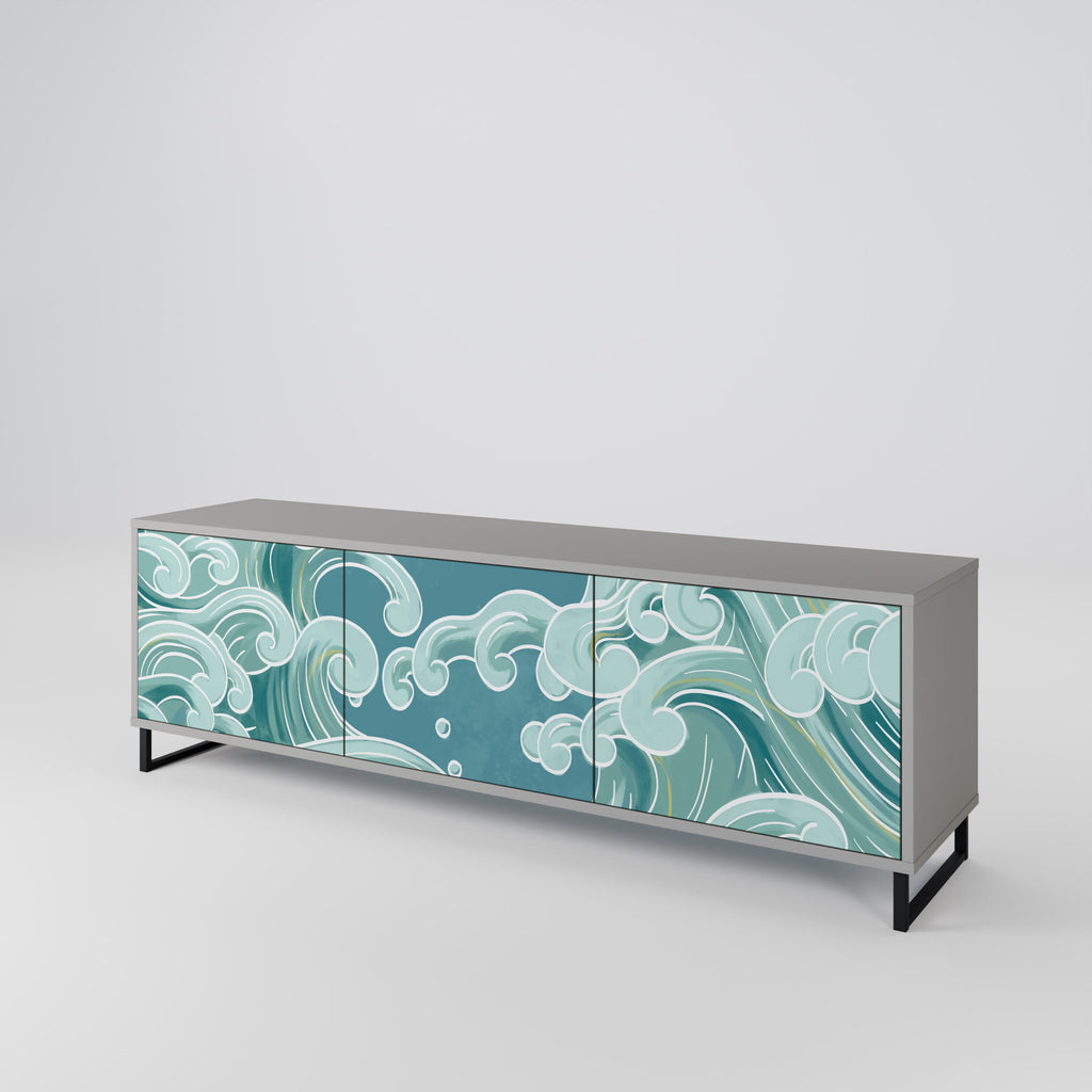 ASIAN SWAY TV-Lowboard mit 3 Türen in Grau