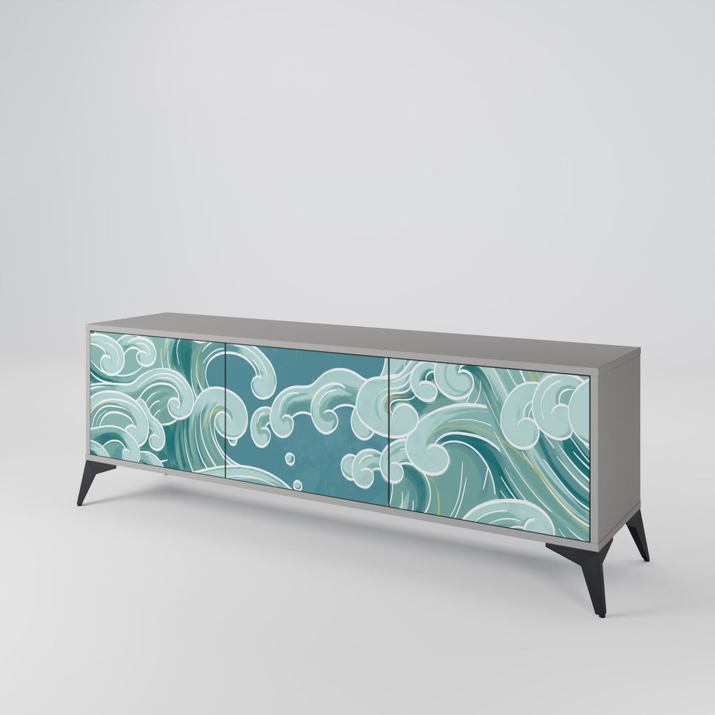 ASIAN SWAY TV-Lowboard mit 3 Türen in Grau