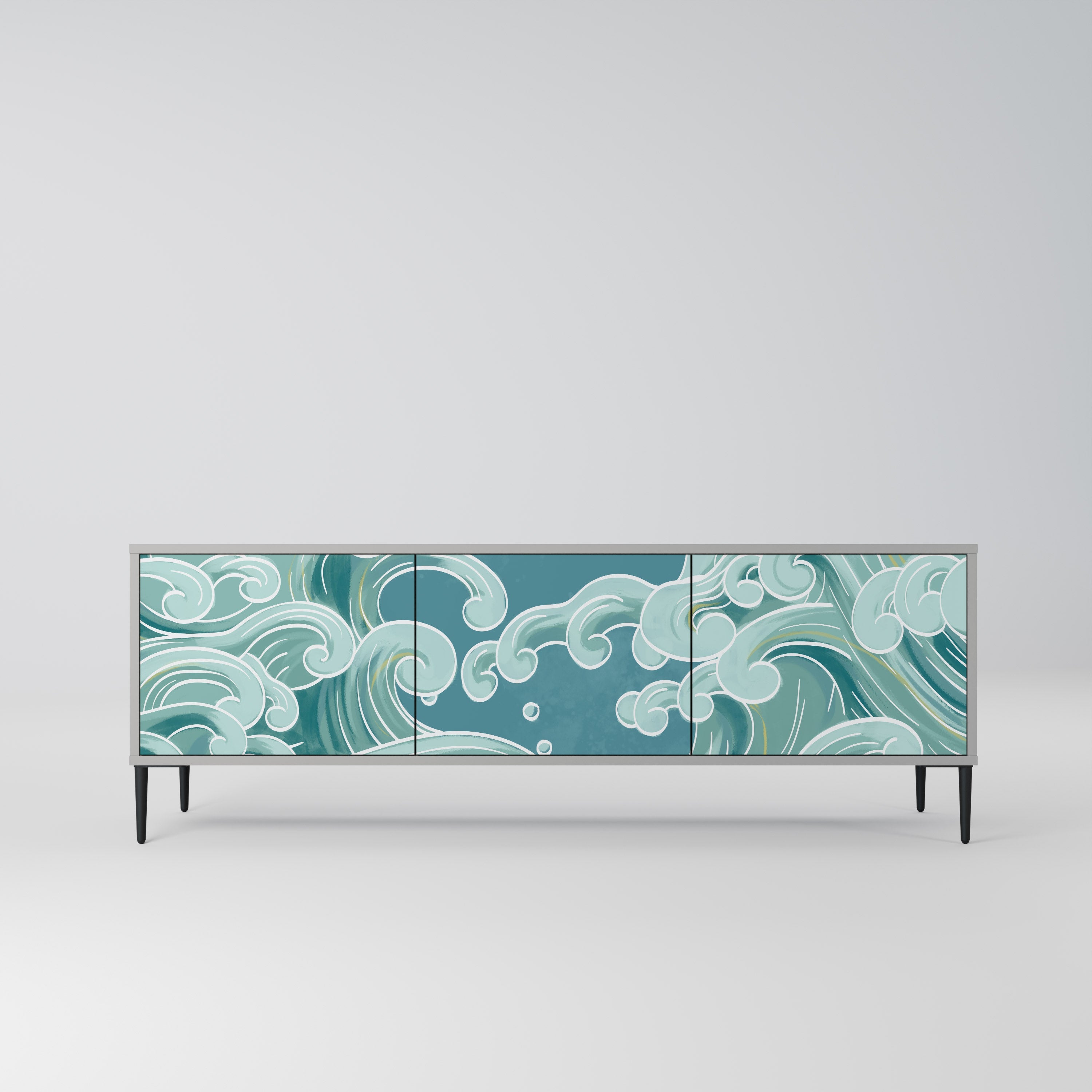 ASIAN SWAY 3-Door TV Stand in Grey Finish