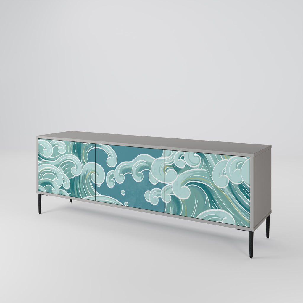 ASIAN SWAY TV-Lowboard mit 3 Türen in Grau