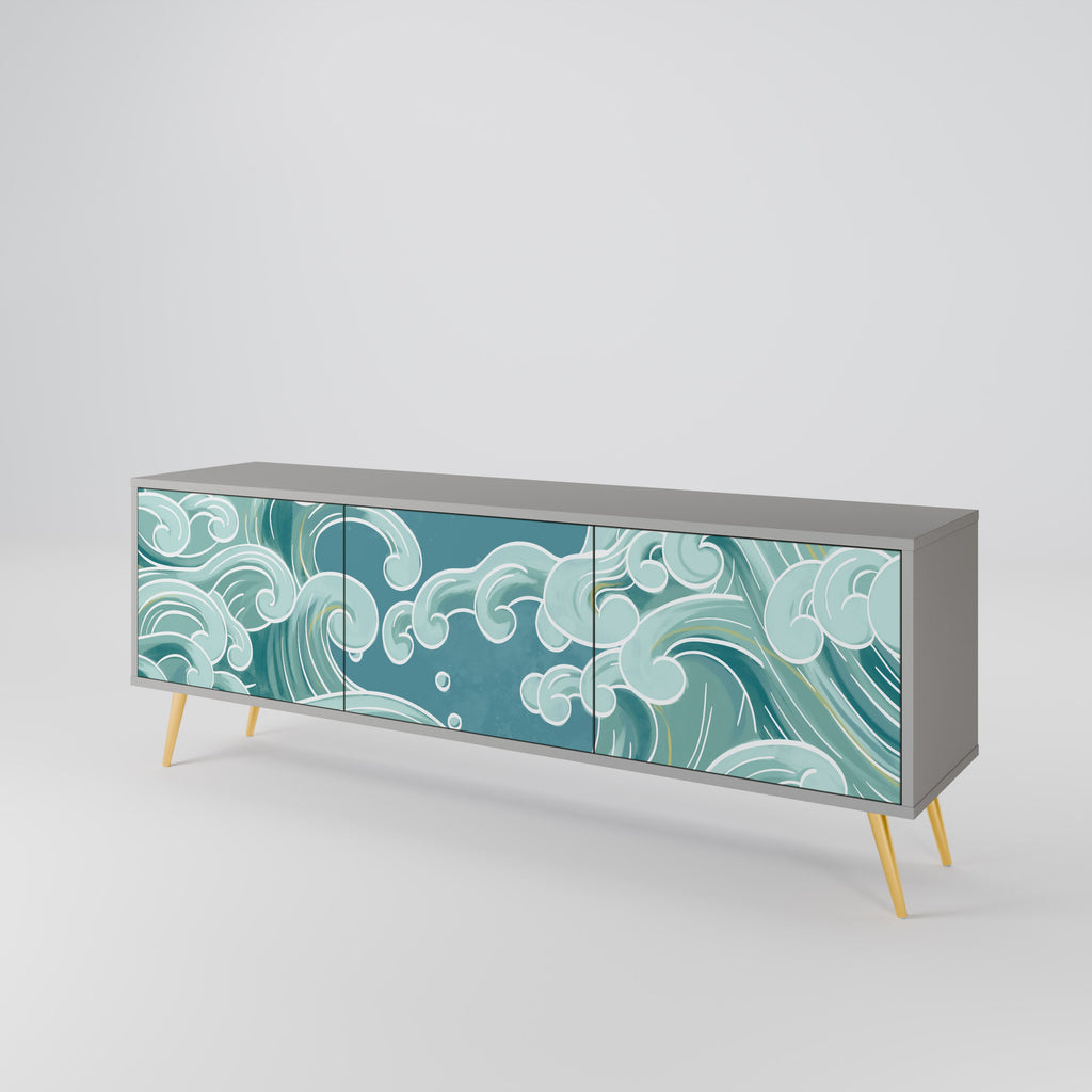 ASIAN SWAY TV-Lowboard mit 3 Türen in Grau