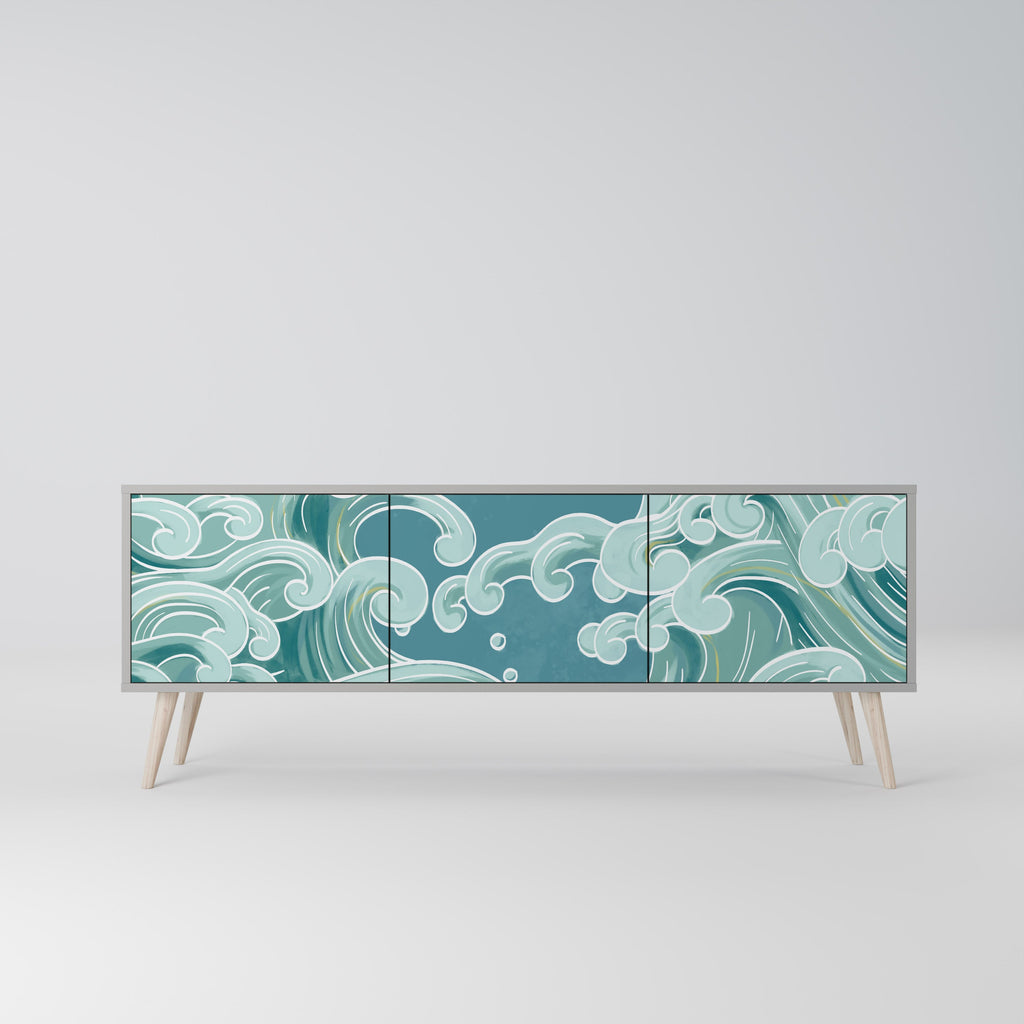 ASIAN SWAY TV-Lowboard mit 3 Türen in Grau