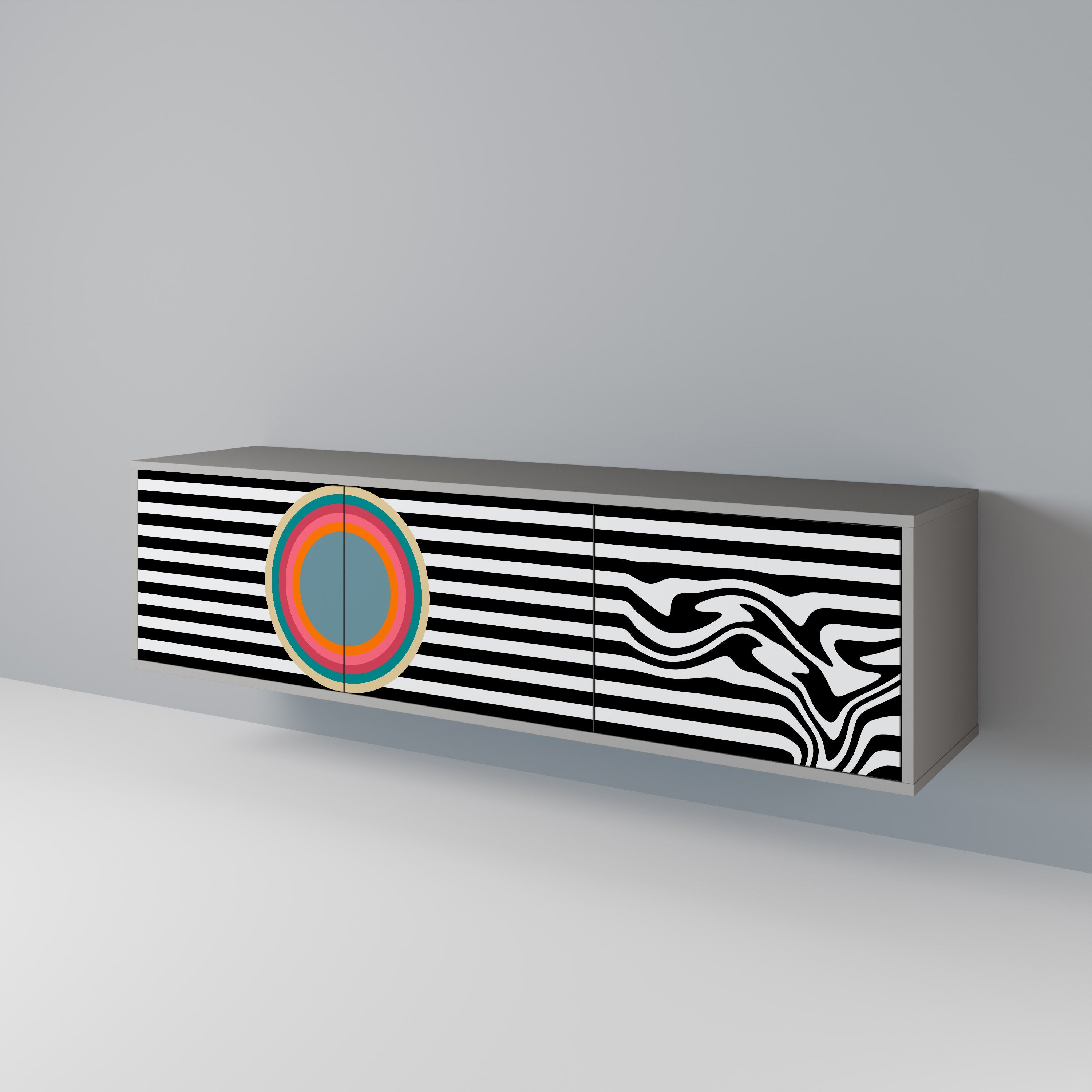 SPECTRA SHOWCASE TV-Lowboard mit 3 Türen in Grau