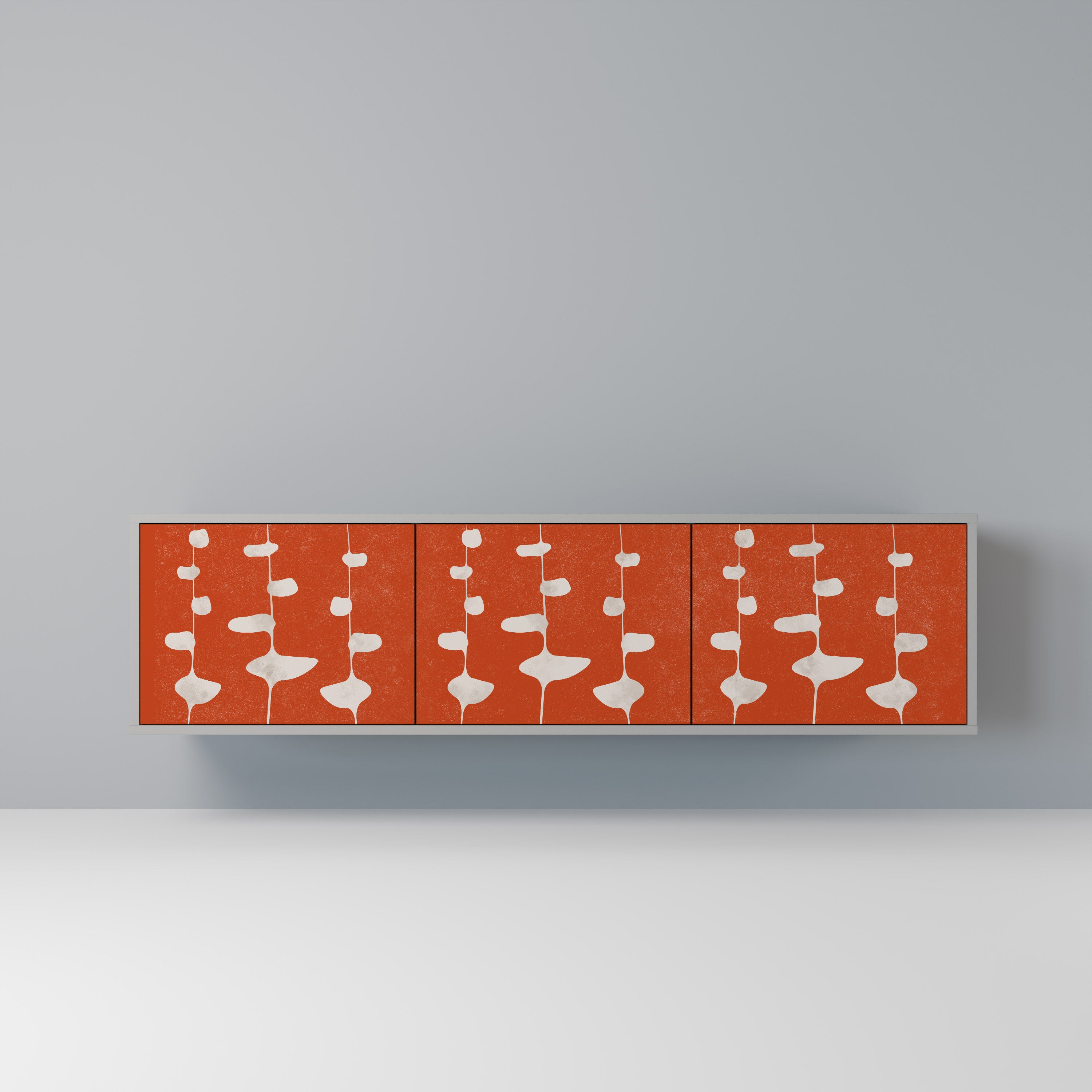 COURAGE MOLD 3-Door TV Stand in Grey Finish