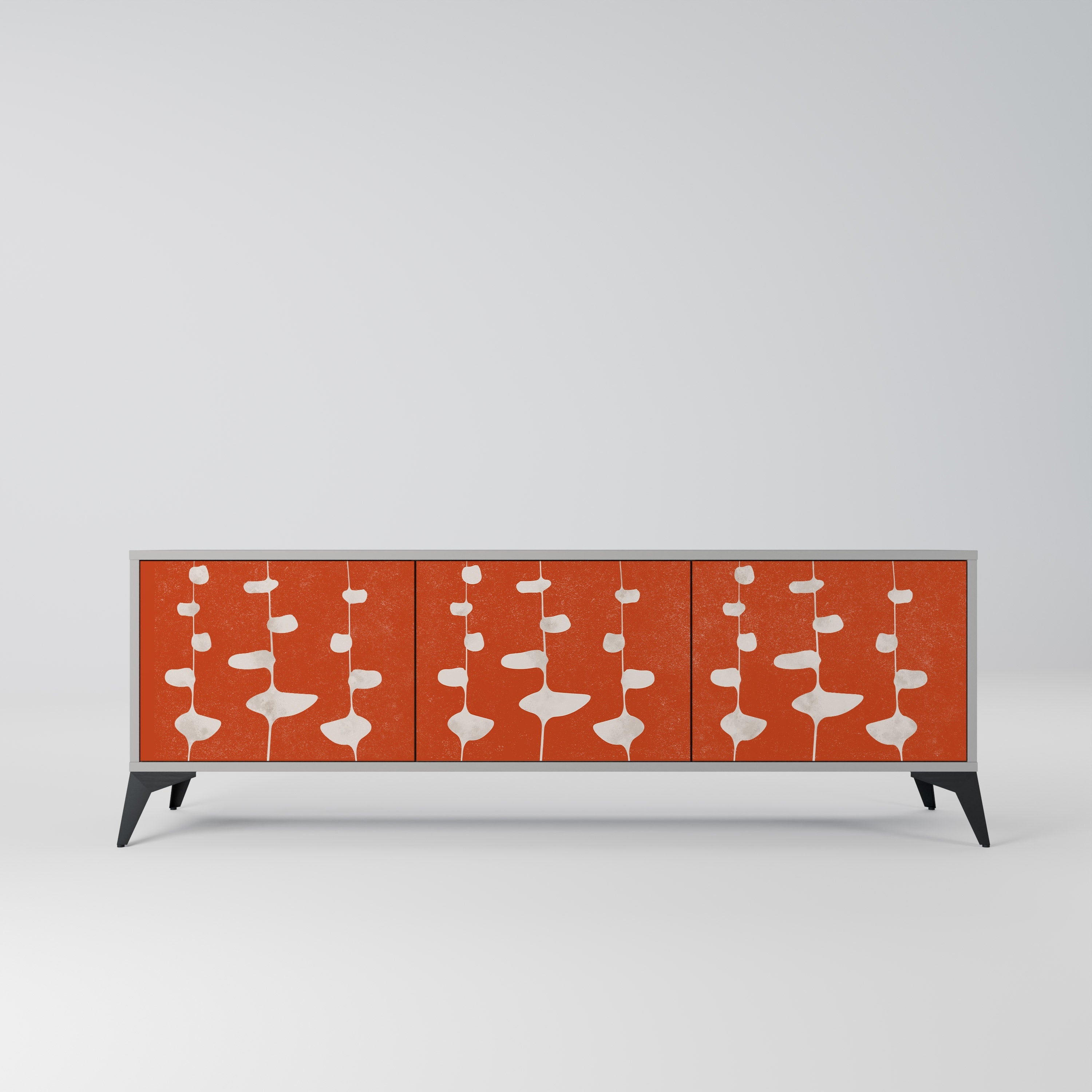 COURAGE MOLD 3-Door TV Stand in Grey Finish